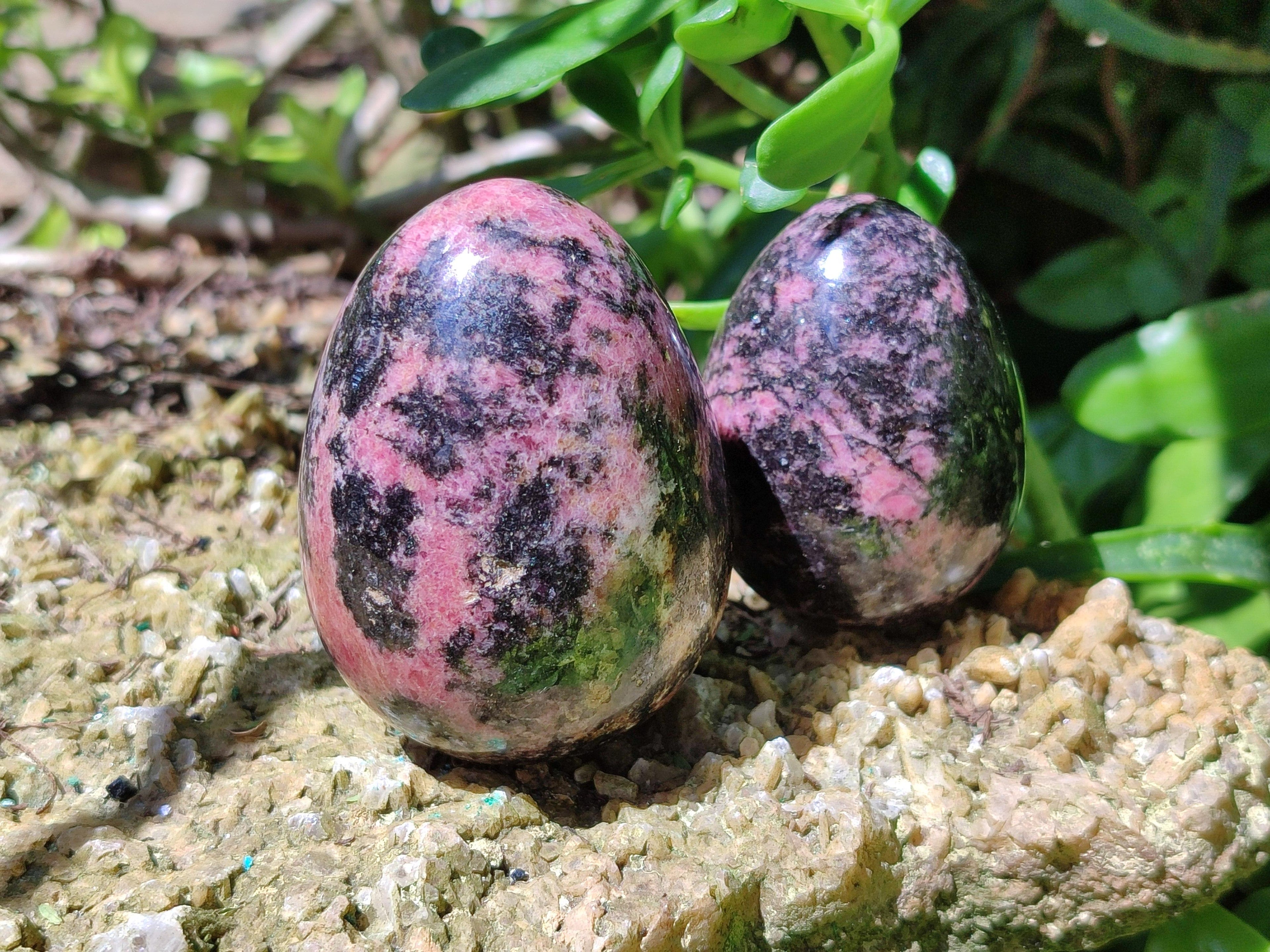 Polished Rhodonite Eggs x 6 From Ambindavato, Madagascar