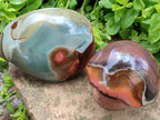 Polished On One Side Polychrome Jasper Nodules x 2 From NW Coast, Madagascar