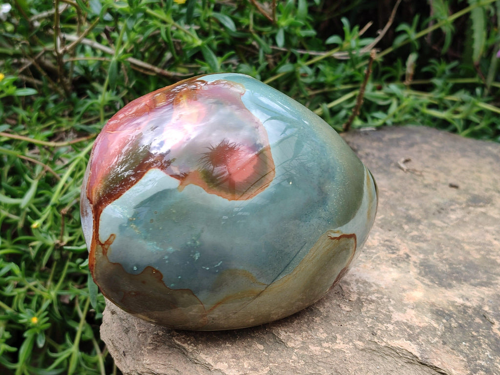 Polished On One Side Polychrome Jasper Nodules x 2 From NW Coast, Madagascar