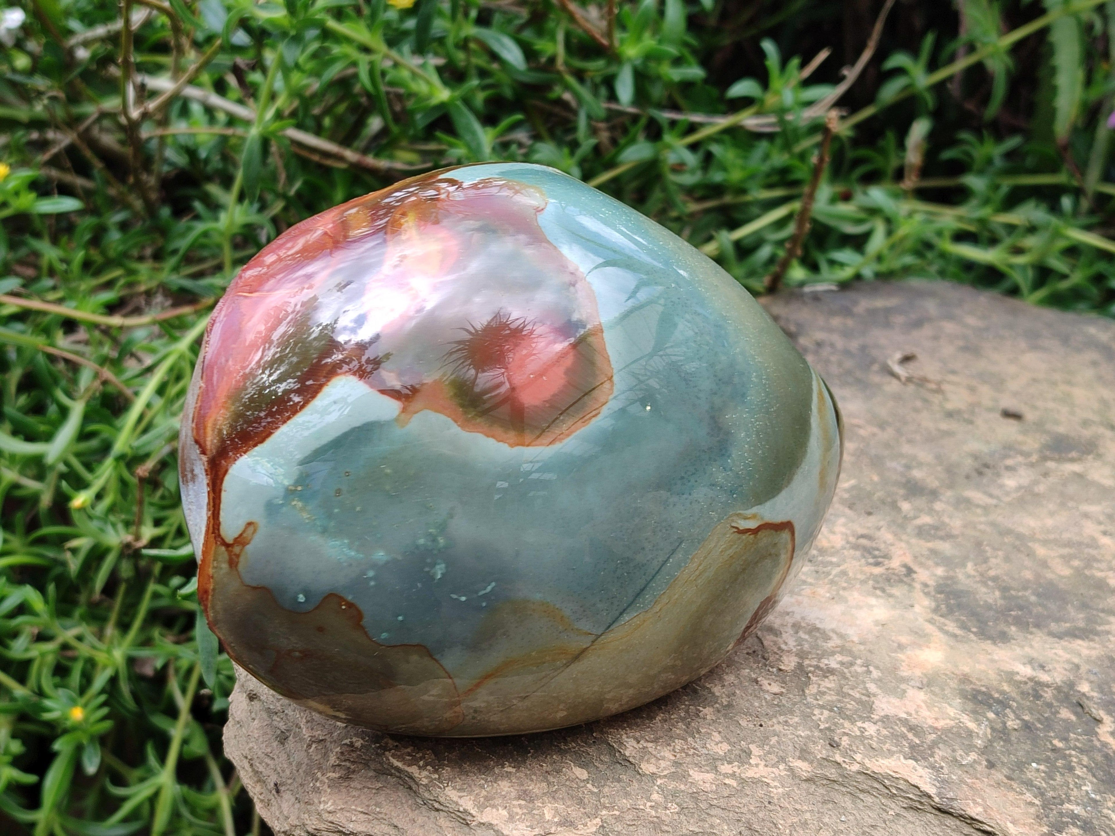 Polished On One Side Polychrome Jasper Nodules x 2 From NW Coast, Madagascar