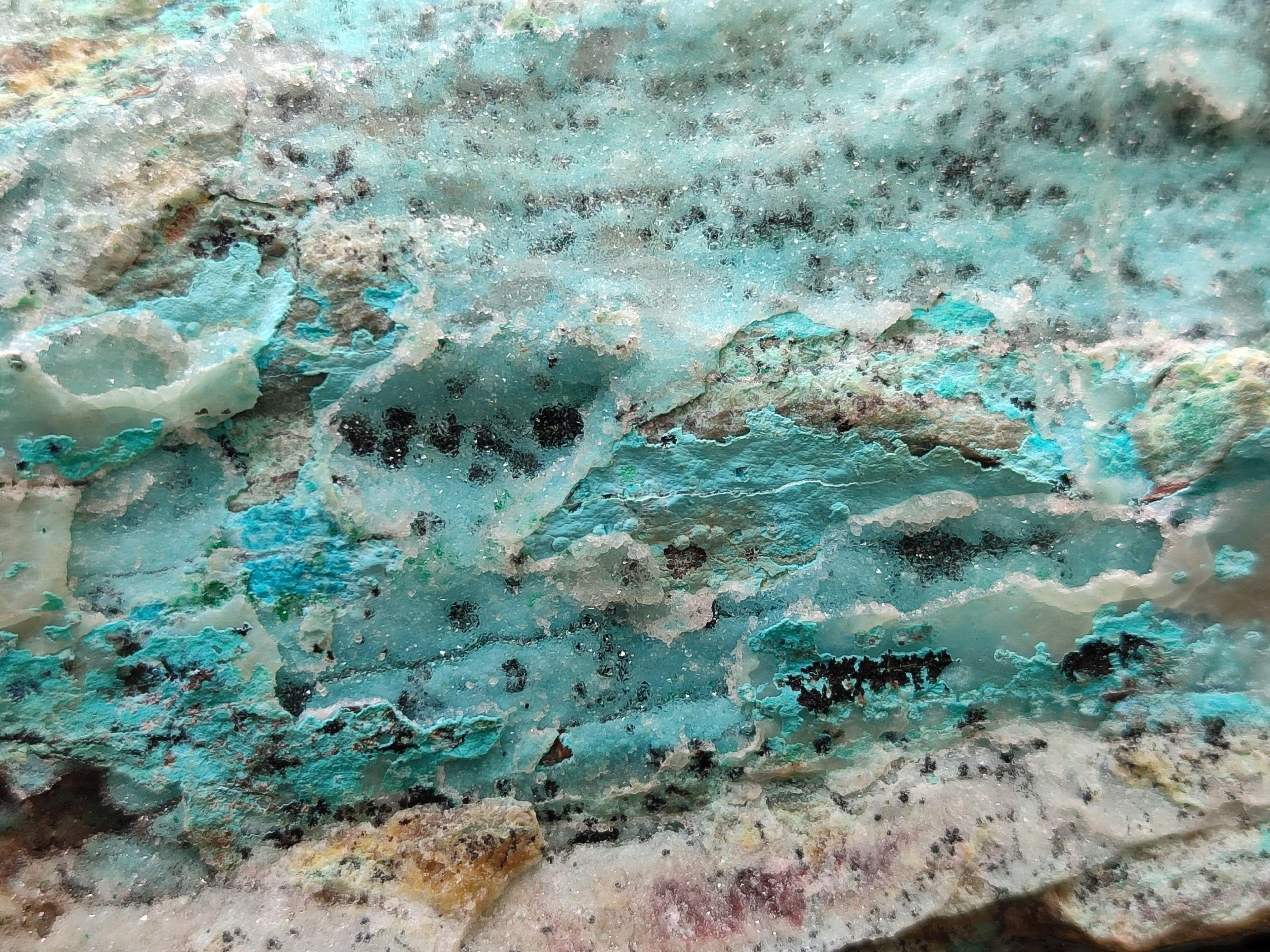 Natural Drusy Coated Chrysocolla On Dolomite Specimen x 1 From Lupoto Mine, Congo