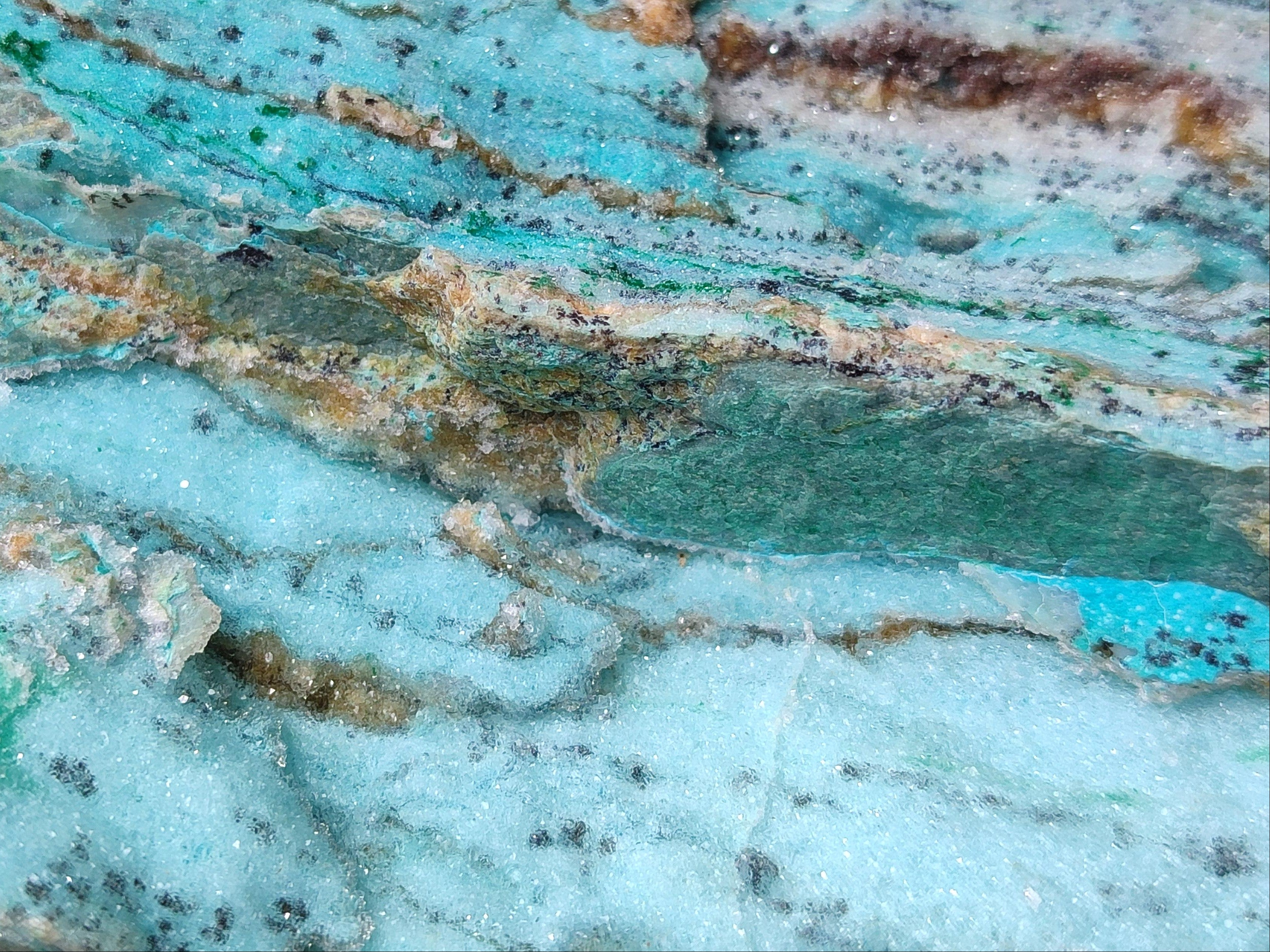 Natural Drusy Coated Chrysocolla On Dolomite Specimen x 1 From Lupoto Mine, Congo