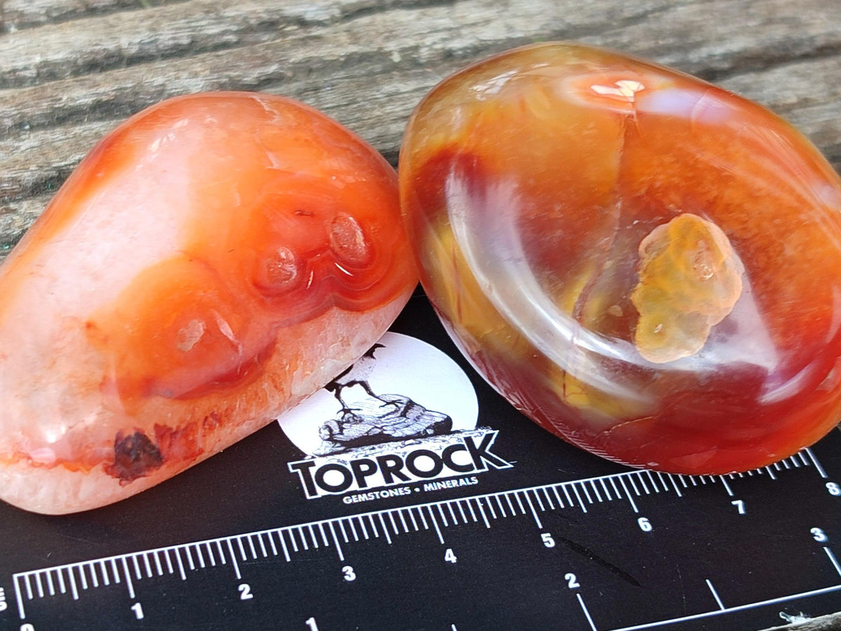 Polished Carnelian Agate Gemstone Galets x 20 From Madagascar