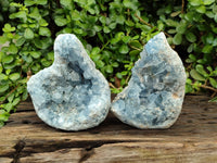 Natural Blue Celestite Geode Specimens x 2 From Sakoany, Madagascar