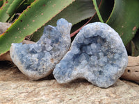 Natural Blue Celestite Geode Specimens x 2 From Sakoany, Madagascar