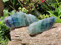 Polished On One Side Watermelon Fluorite Slices x 3 From Uis, Namibia