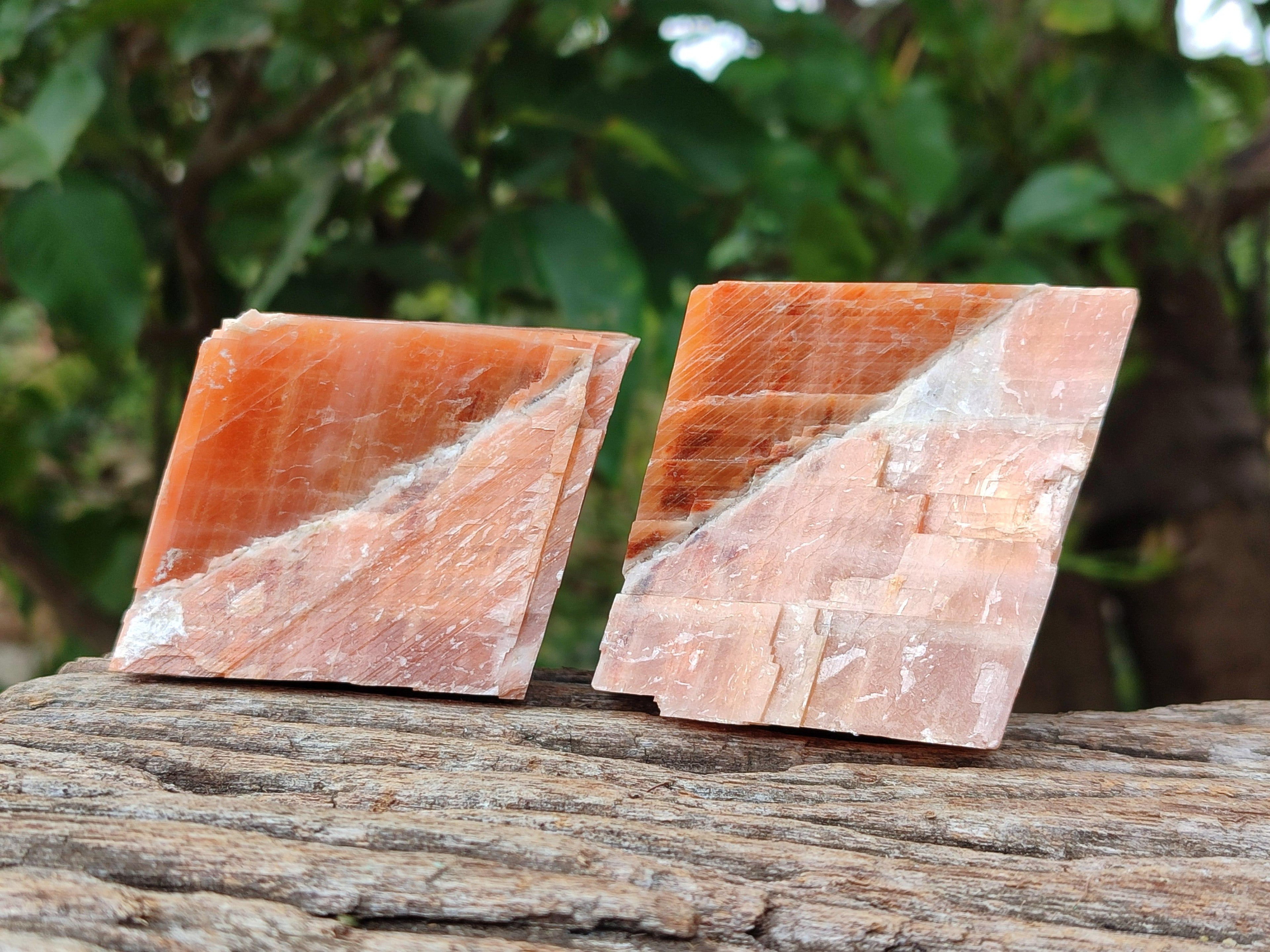 Natural Sunset Orange Calcite Specimens x 4 From Spitzkop, Namibia