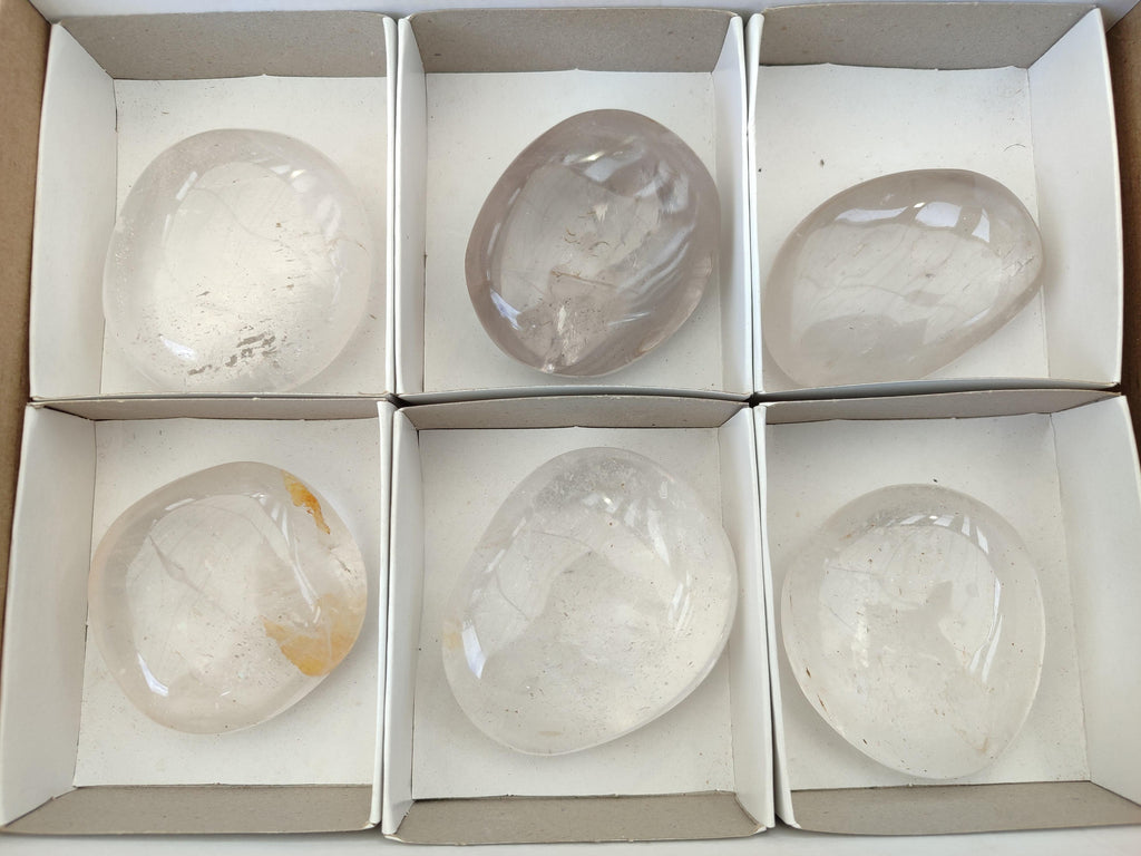 Polished Clear Quartz Galets x 6 From Madagascar