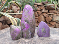 Polished Stichtite Standing Free Forms x 3 From Barberton, South Africa