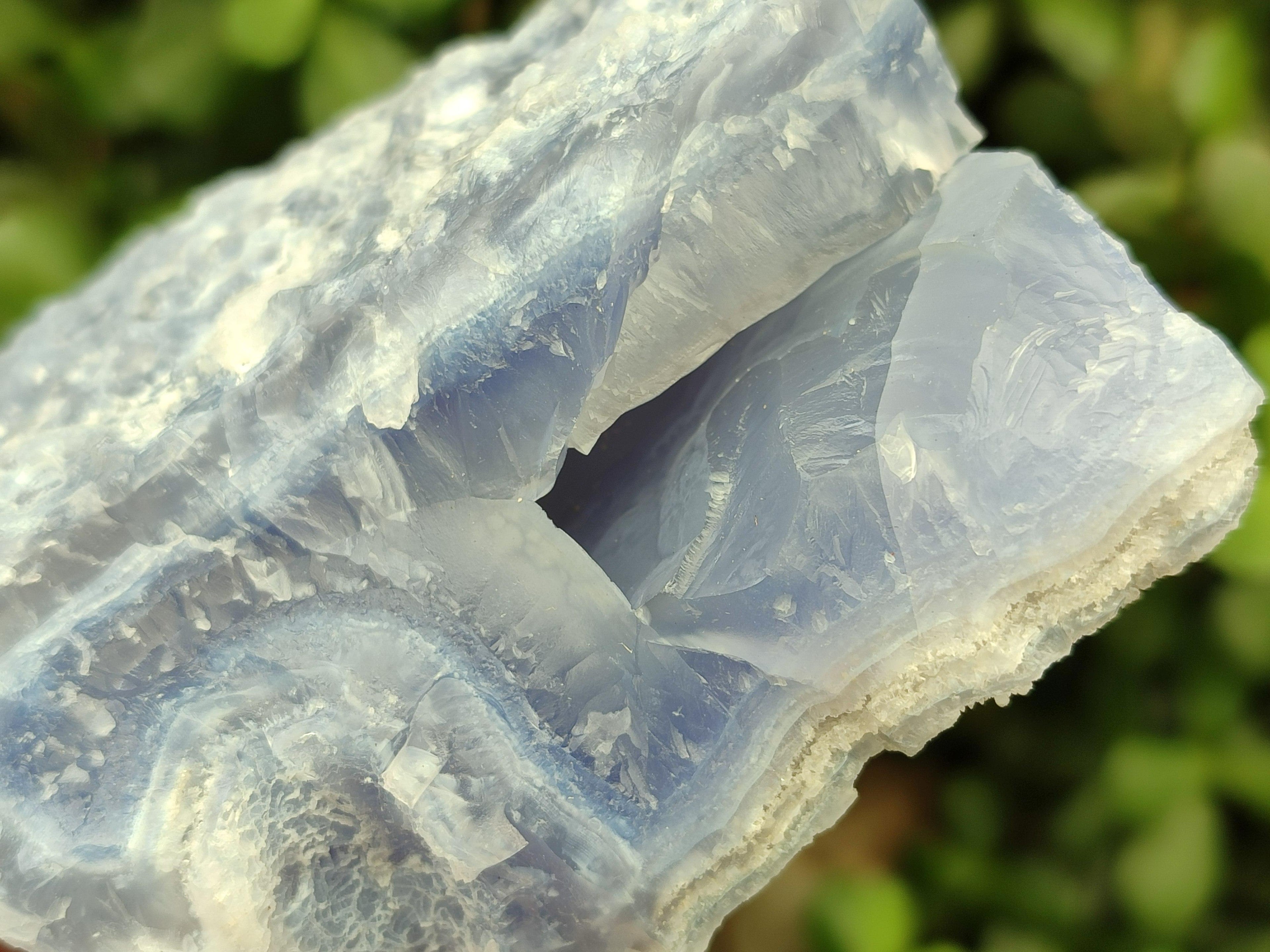 Natural Etched Blue Chalcedony Geodes x 3 From Nsanje, Malawi - Toprock Gemstones and Minerals 