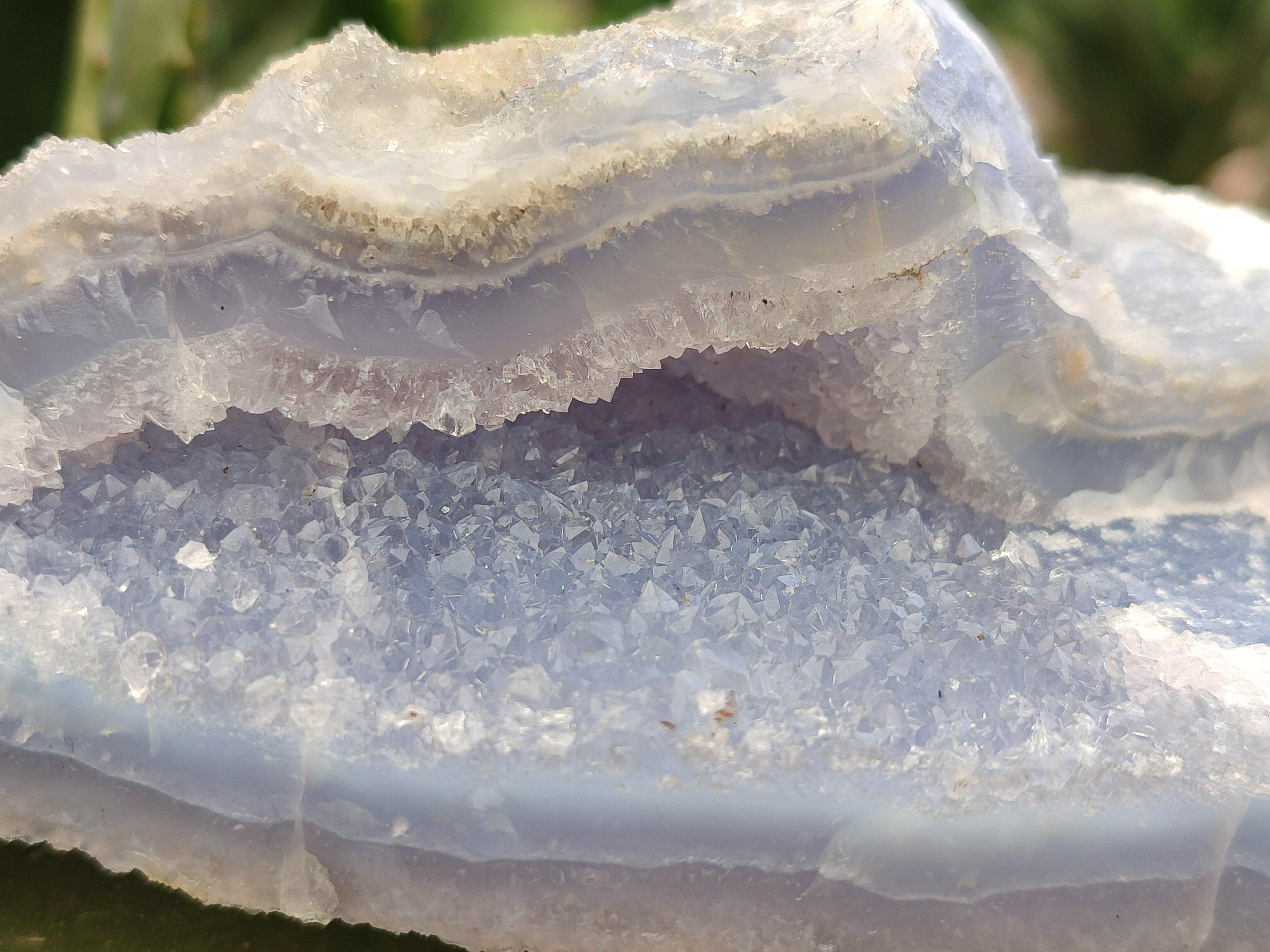 Natural Etched Blue Chalcedony Geodes x 3 From Nsanje, Malawi