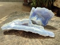 Natural Etched Blue Chalcedony Geodes x 3 From Nsanje, Malawi