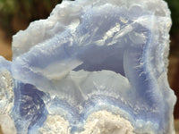Natural Etched Blue Chalcedony Geodes x 3 From Nsanje, Malawi
