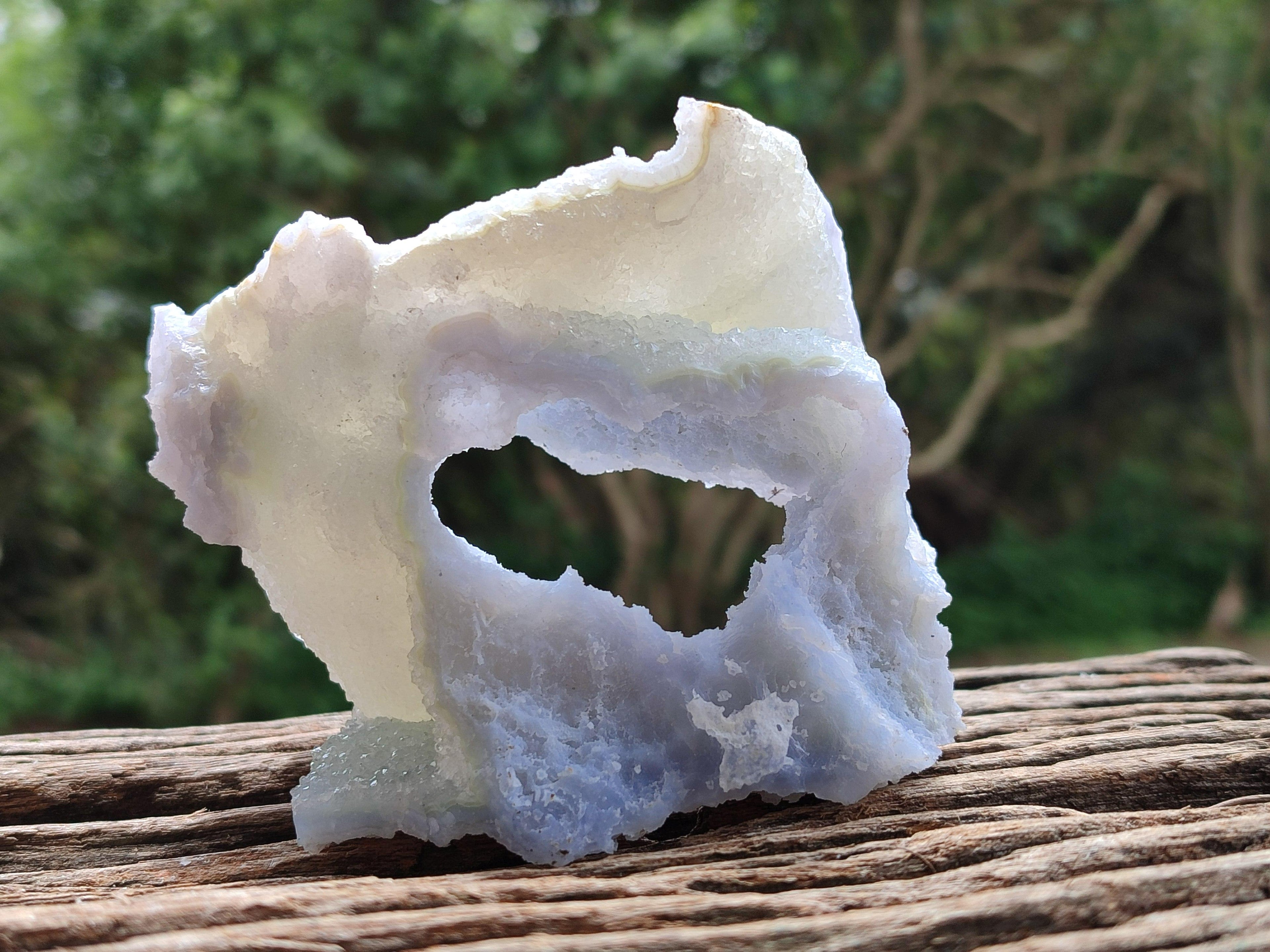 Natural Etched Blue Chalcedony Geodes x 3 From Nsanje, Malawi - Toprock Gemstones and Minerals 