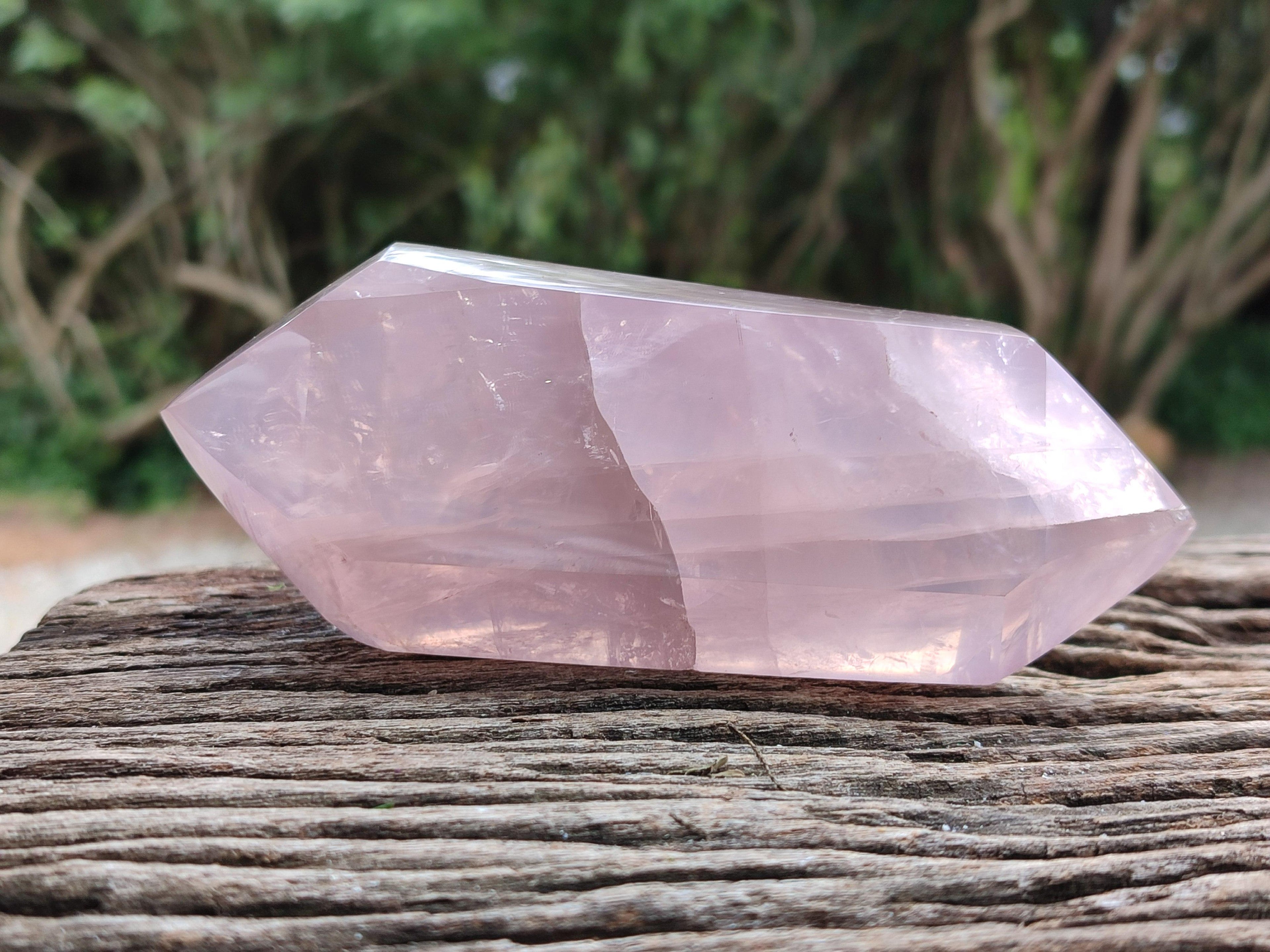 Polished Double Terminated Rose Quartz Crystals x 6 From Madagascar - Toprock Gemstones and Minerals 