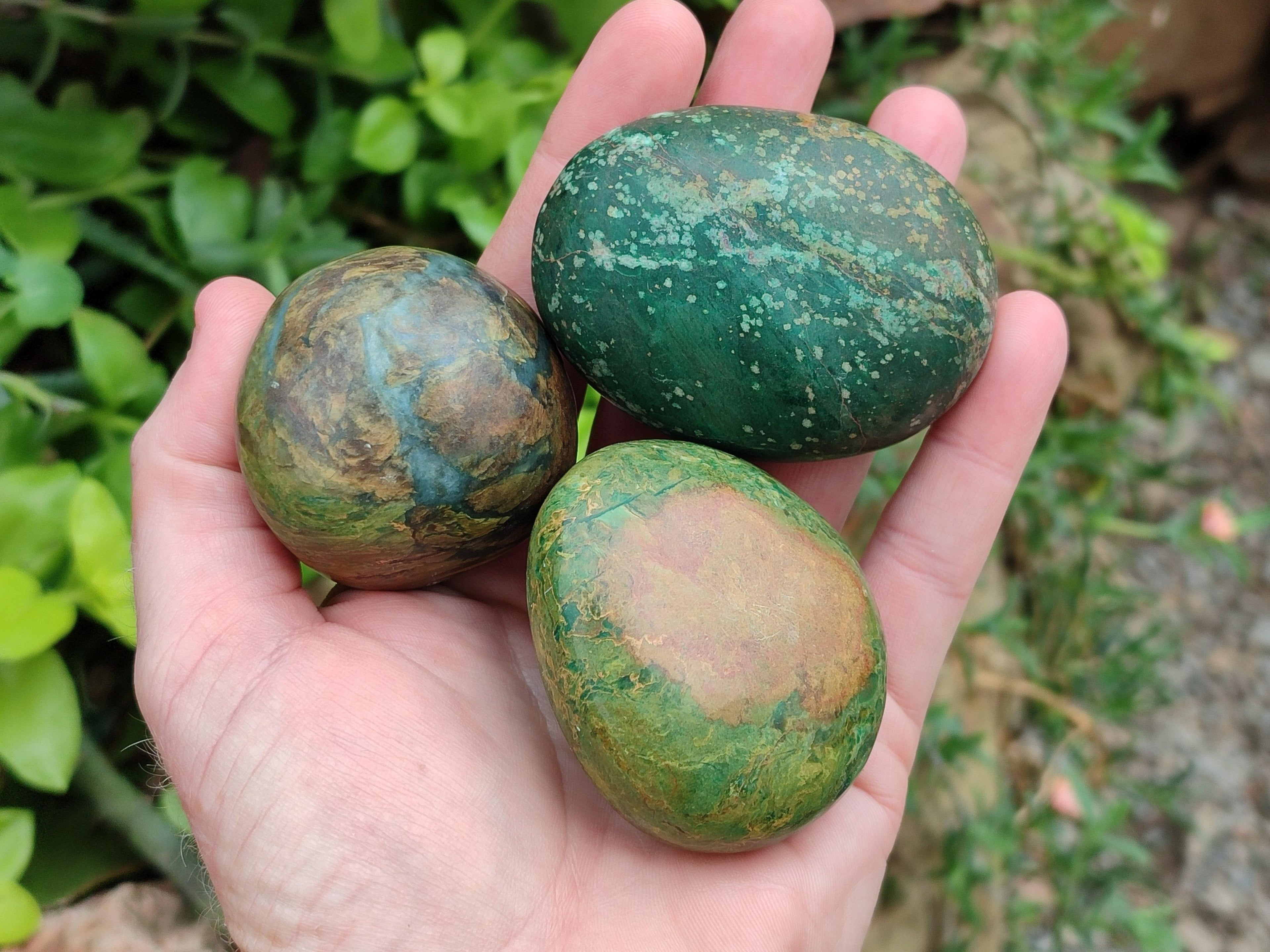 Polished Verdite Palm Stones x 12 From Zimbabwe