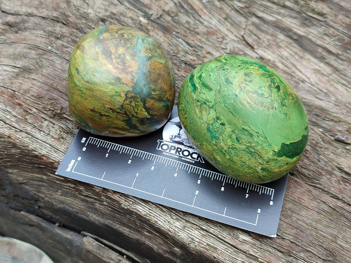 Polished Verdite Palm Stones x 12 From Zimbabwe