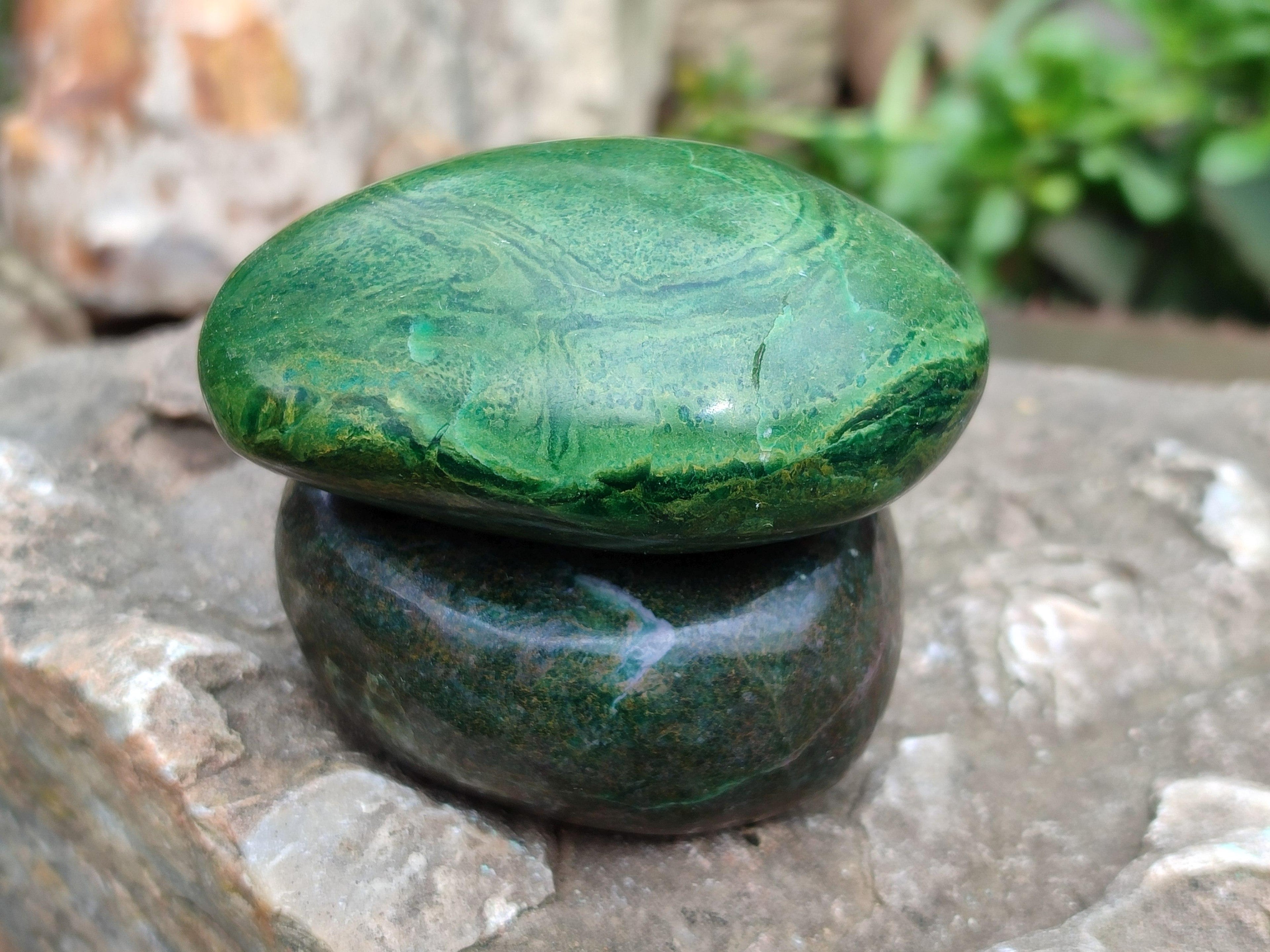 Polished Verdite Palm Stones x 12 From Zimbabwe