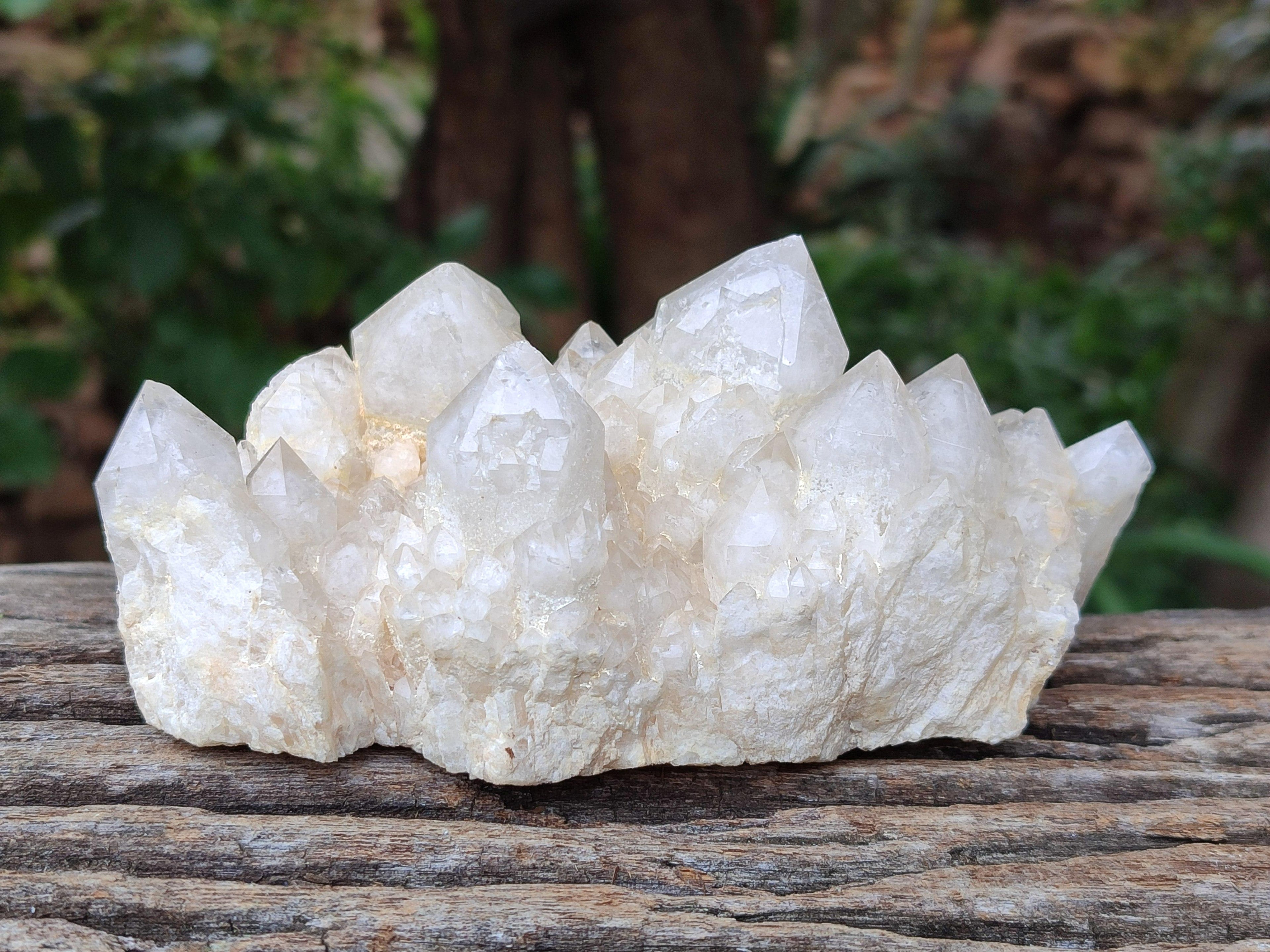 Natural White Phantom Cascading Candle Quartz Clusters x 3 From Antsirabe, Madagascar