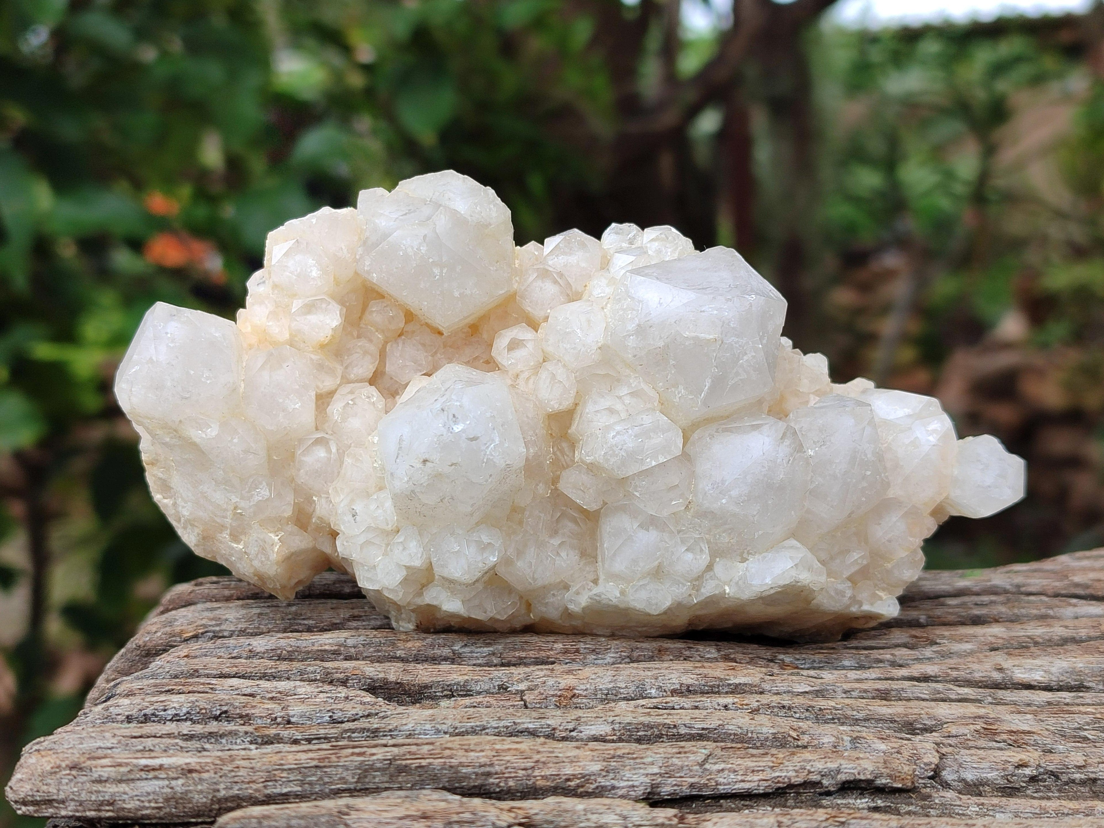 Natural White Phantom Cascading Candle Quartz Clusters x 3 From Antsirabe, Madagascar