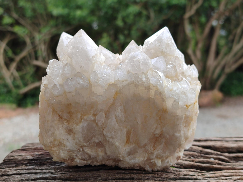Natural White Phantom Cascading Candle Quartz Clusters x 3 From Antsirabe, Madagascar