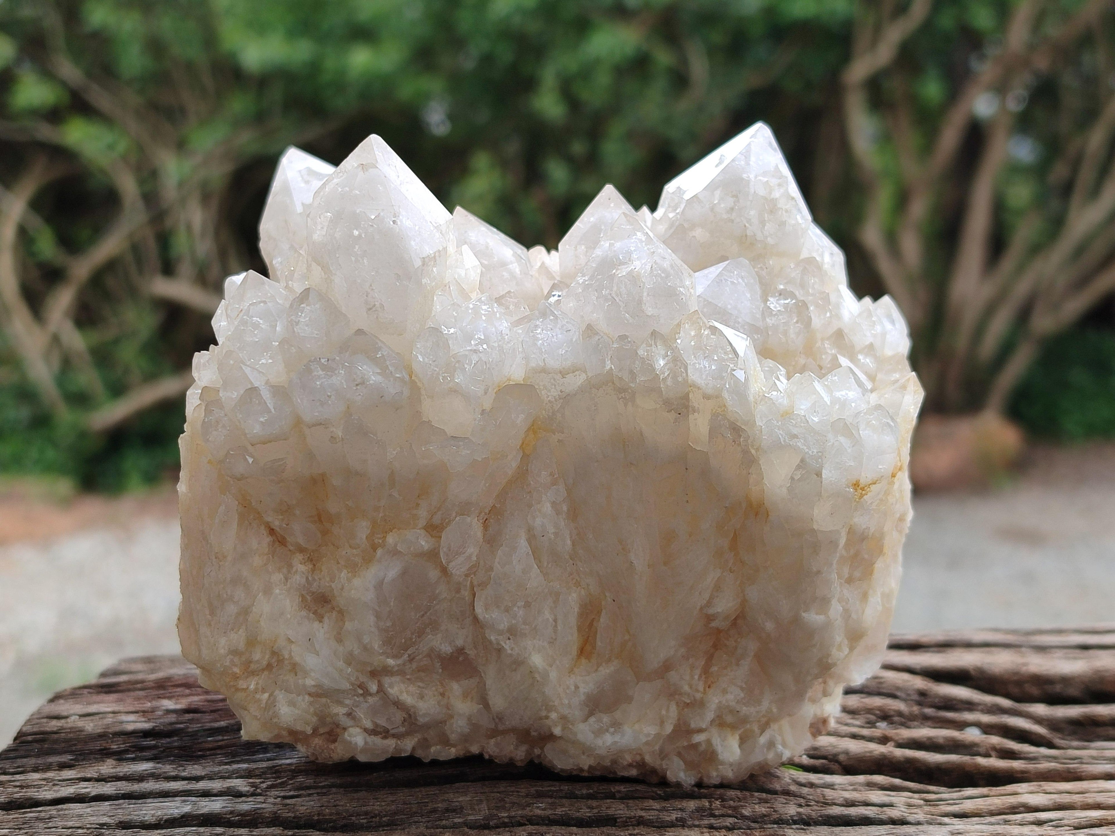 Natural White Phantom Cascading Candle Quartz Clusters x 3 From Antsirabe, Madagascar
