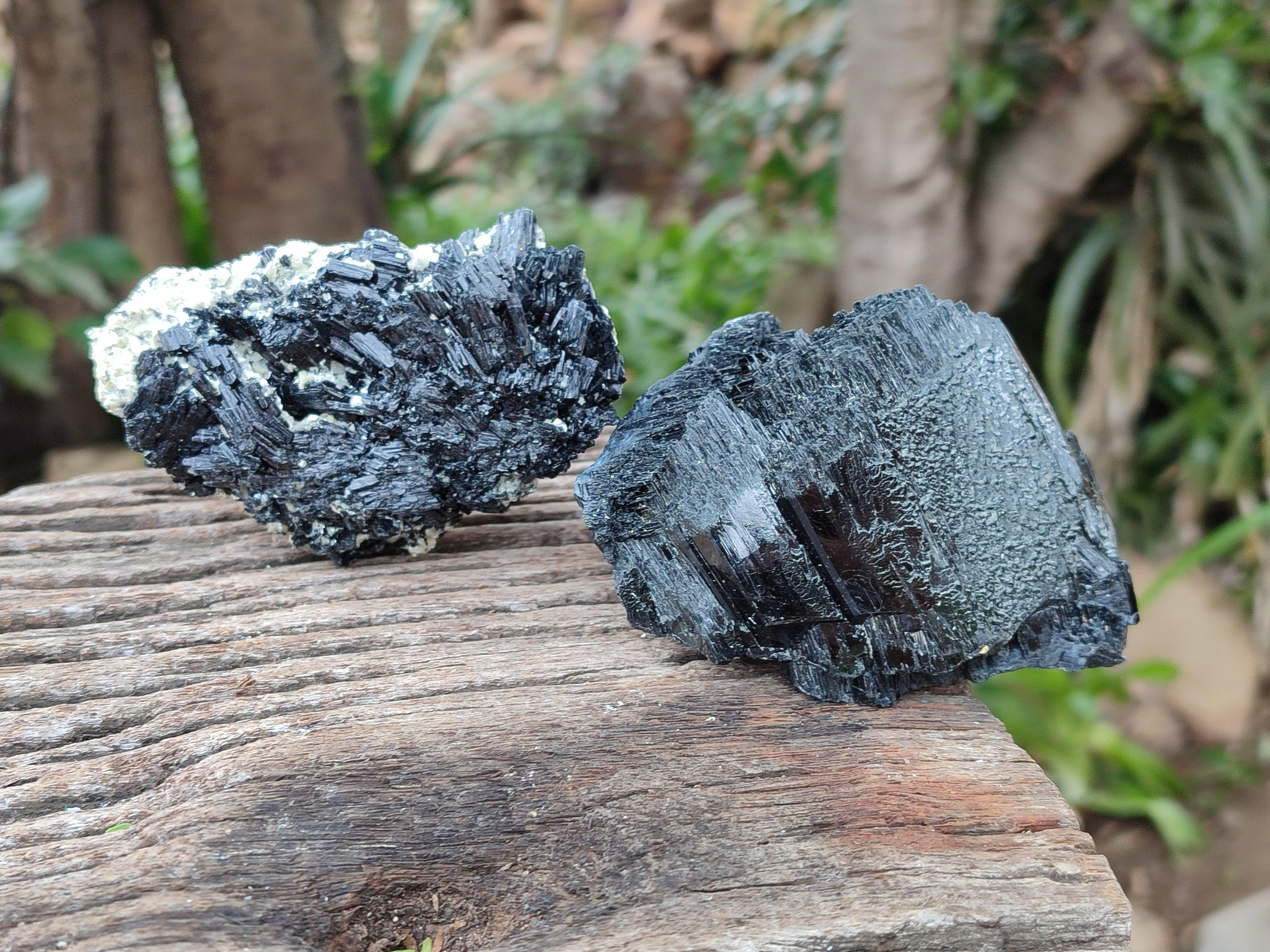 Natural Schorl Black Tourmaline Specimens x 3 From Erongo, Namibia