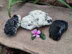 Natural Schorl Black Tourmaline Specimens x 3 From Erongo, Namibia