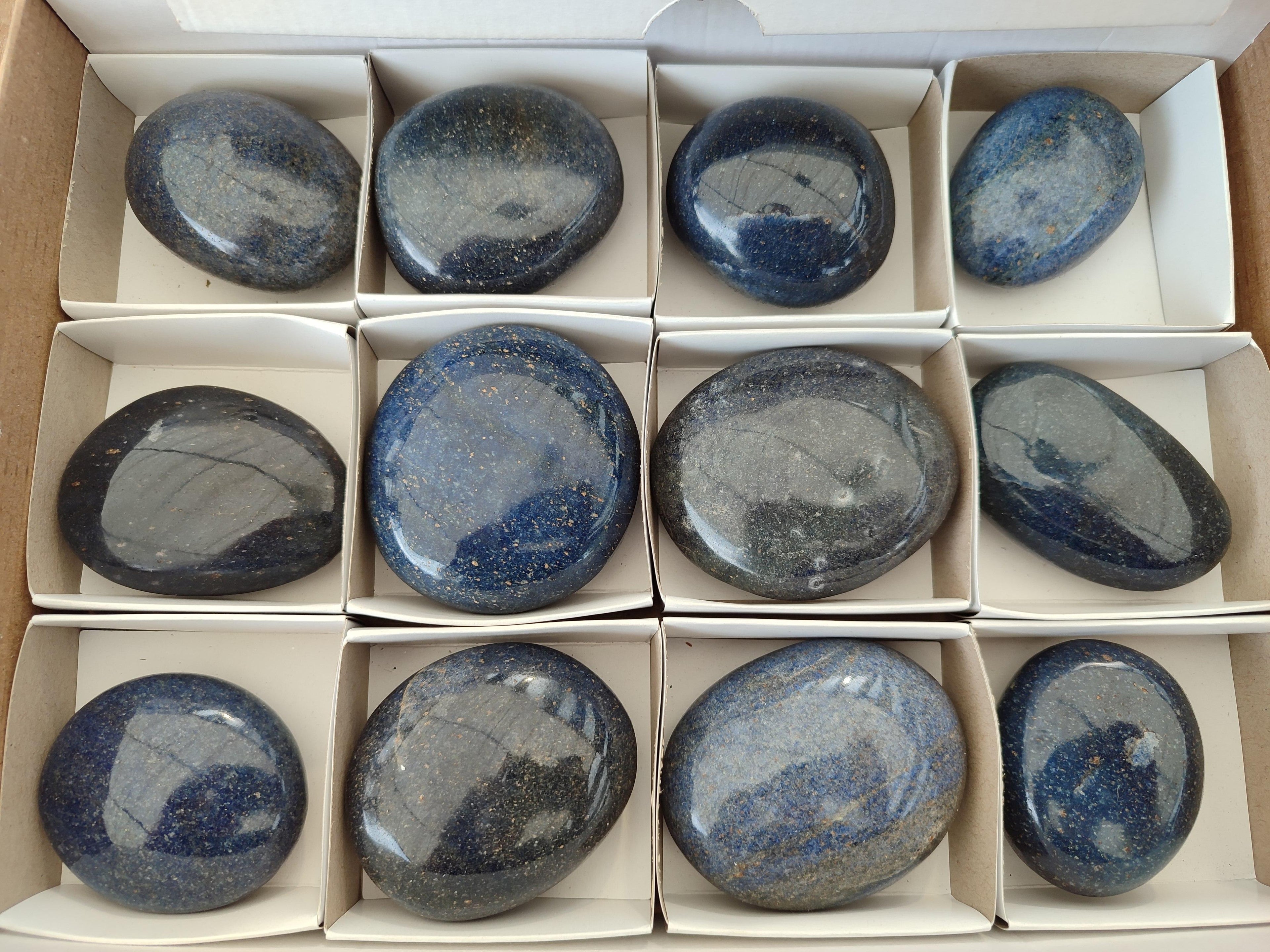 Polished Lazulite Galets x 12 From Madagascar