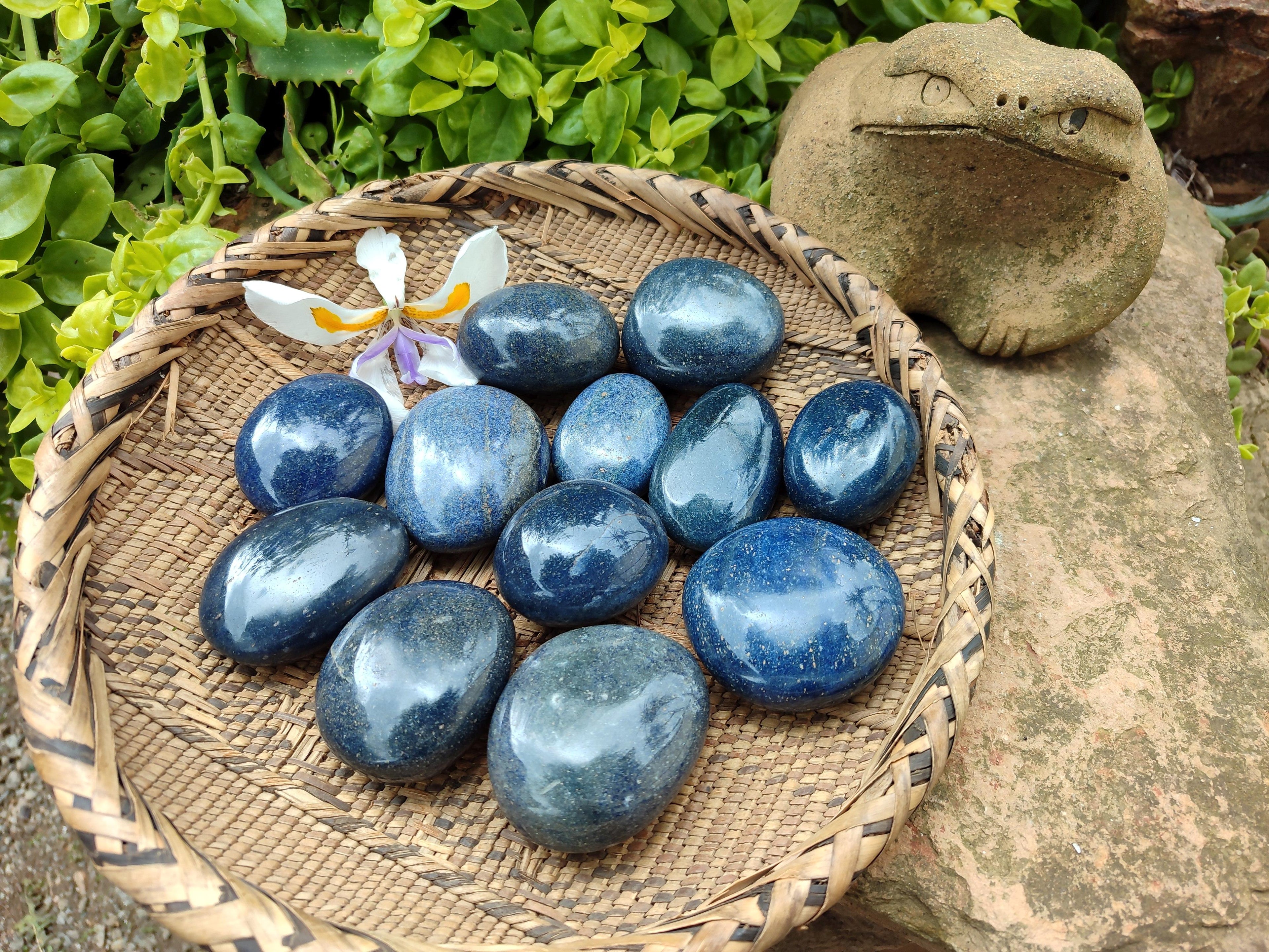 Polished Lazulite Galets x 12 From Madagascar