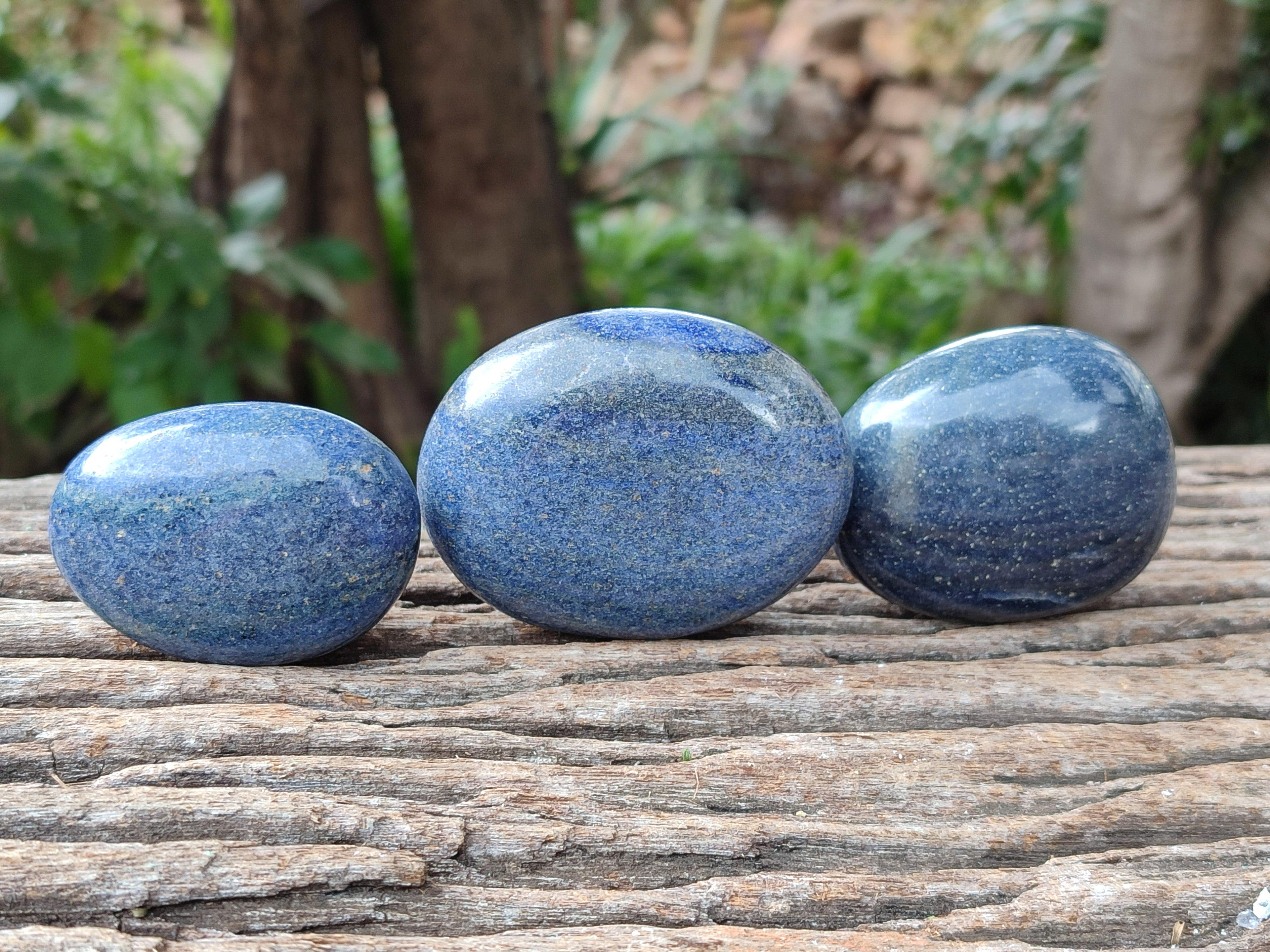 Polished Lazulite Galets x 12 From Madagascar