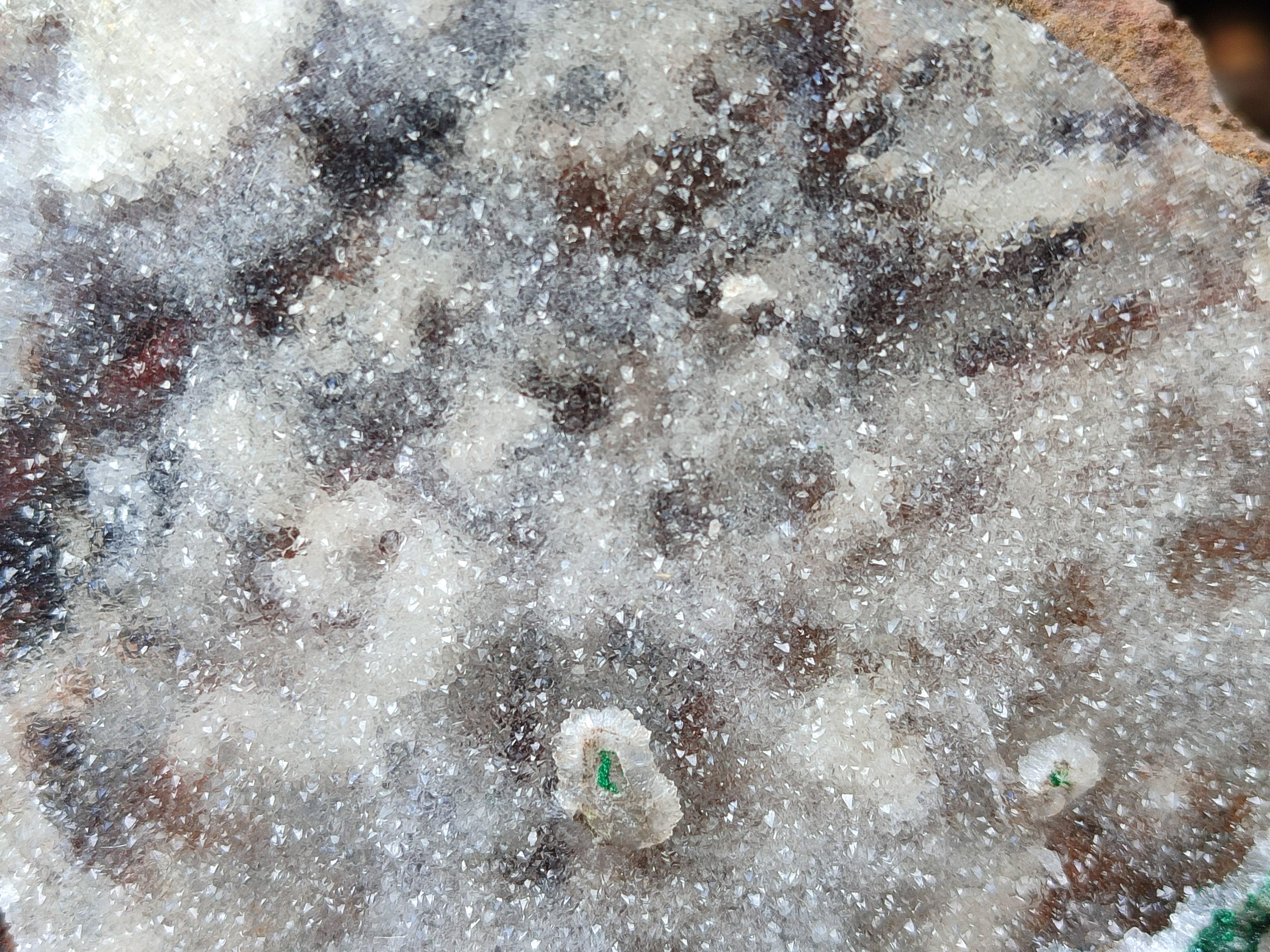Natural Drusy Coated Copper Dolomite with Malachite Specimen x 1 From Lupoto Mine, Congo