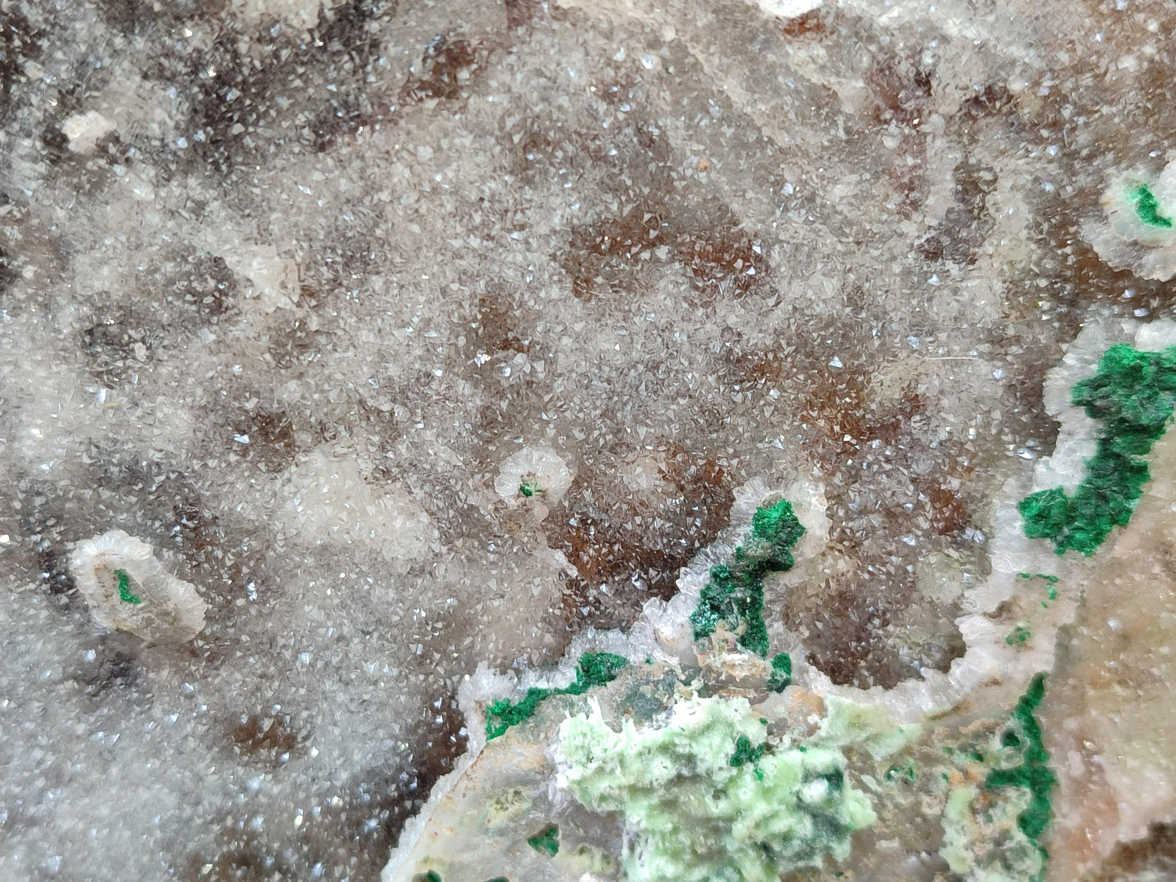 Natural Drusy Coated Copper Dolomite with Malachite Specimen x 1 From Lupoto Mine, Congo