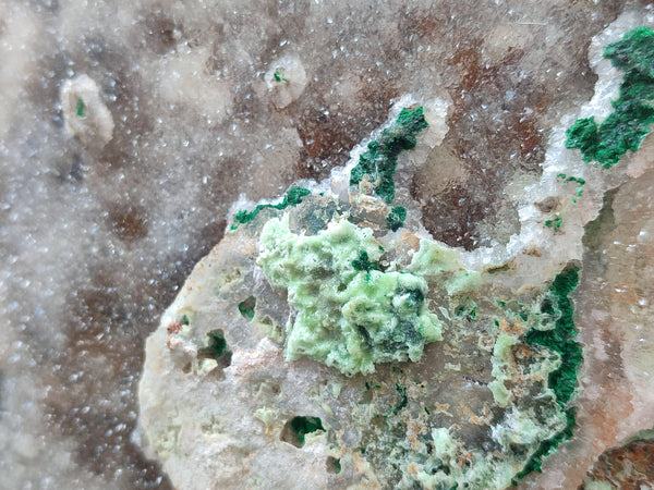 Natural Drusy Coated Copper Dolomite with Malachite Specimen x 1 From Lupoto Mine, Congo
