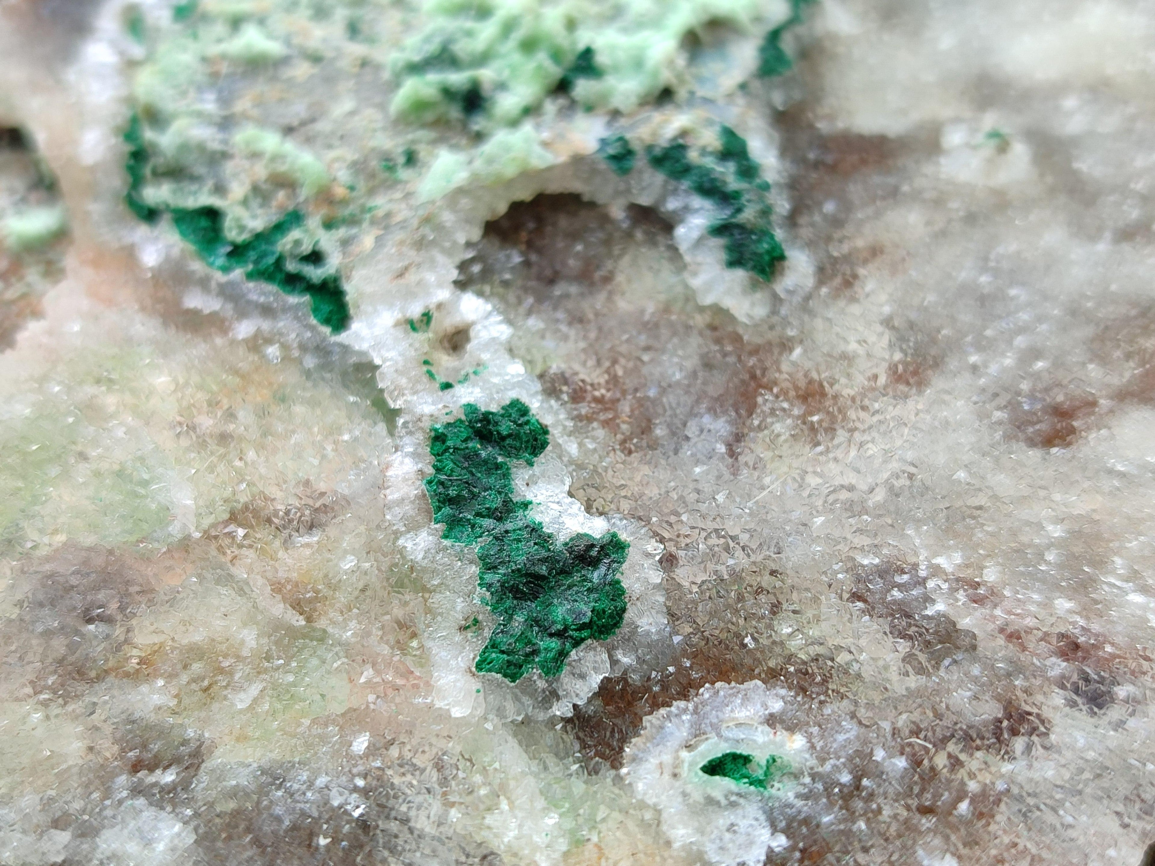 Natural Drusy Coated Copper Dolomite with Malachite Specimen x 1 From Lupoto Mine, Congo