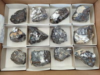 Natural Bright Silver Lead Galena Cobbed Specimens x 12 From Kaokoveld, Namibia