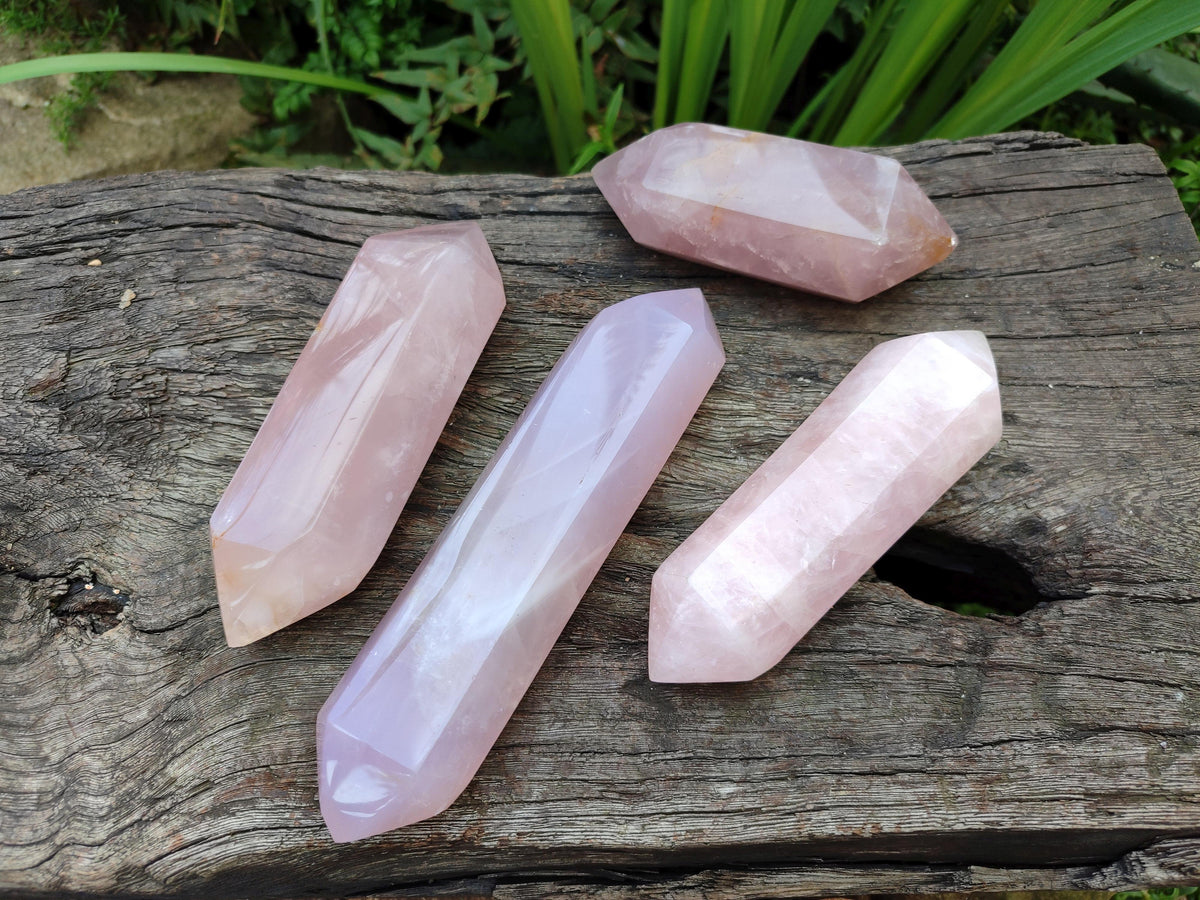 Polished Double Terminated Rose Quartz Crystals x 4 From Madagascar