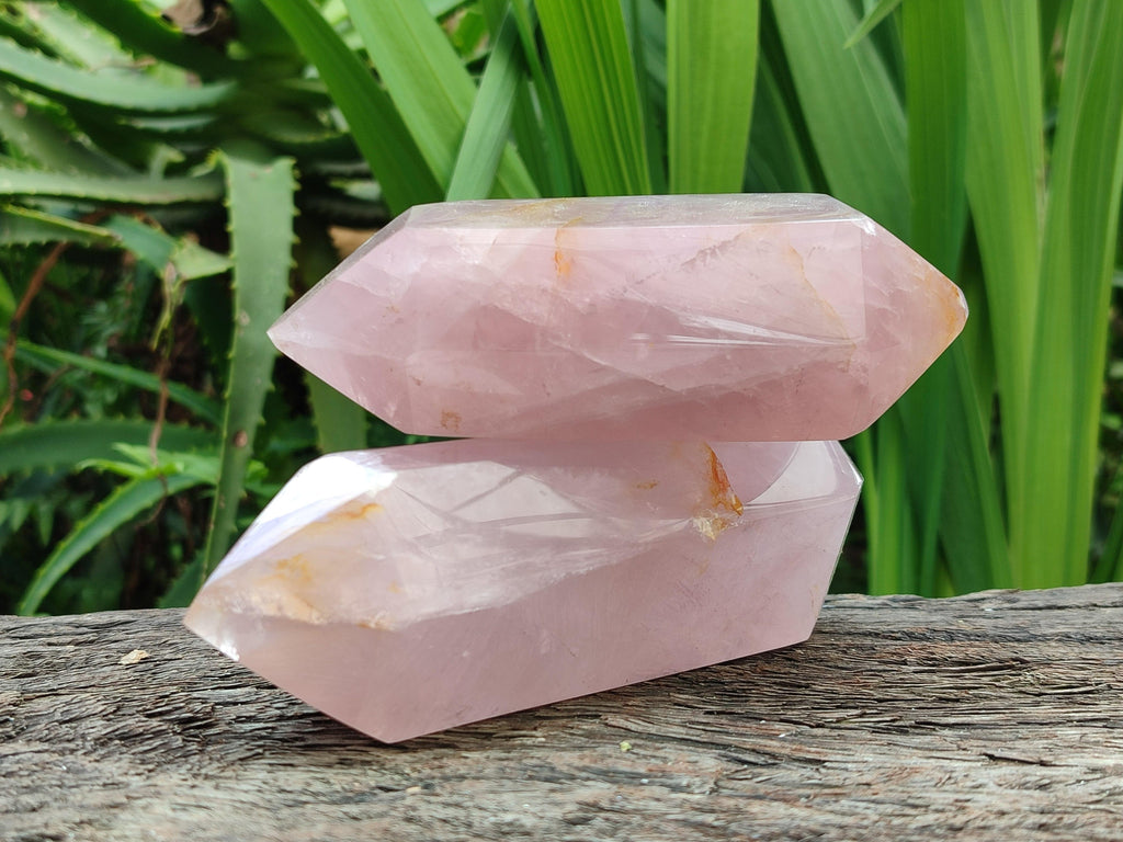 Polished Double Terminated Rose Quartz Crystals x 4 From Madagascar - Toprock Gemstones and Minerals 