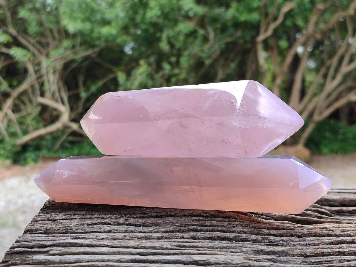 Polished Double Terminated Rose Quartz Crystals x 4 From Madagascar