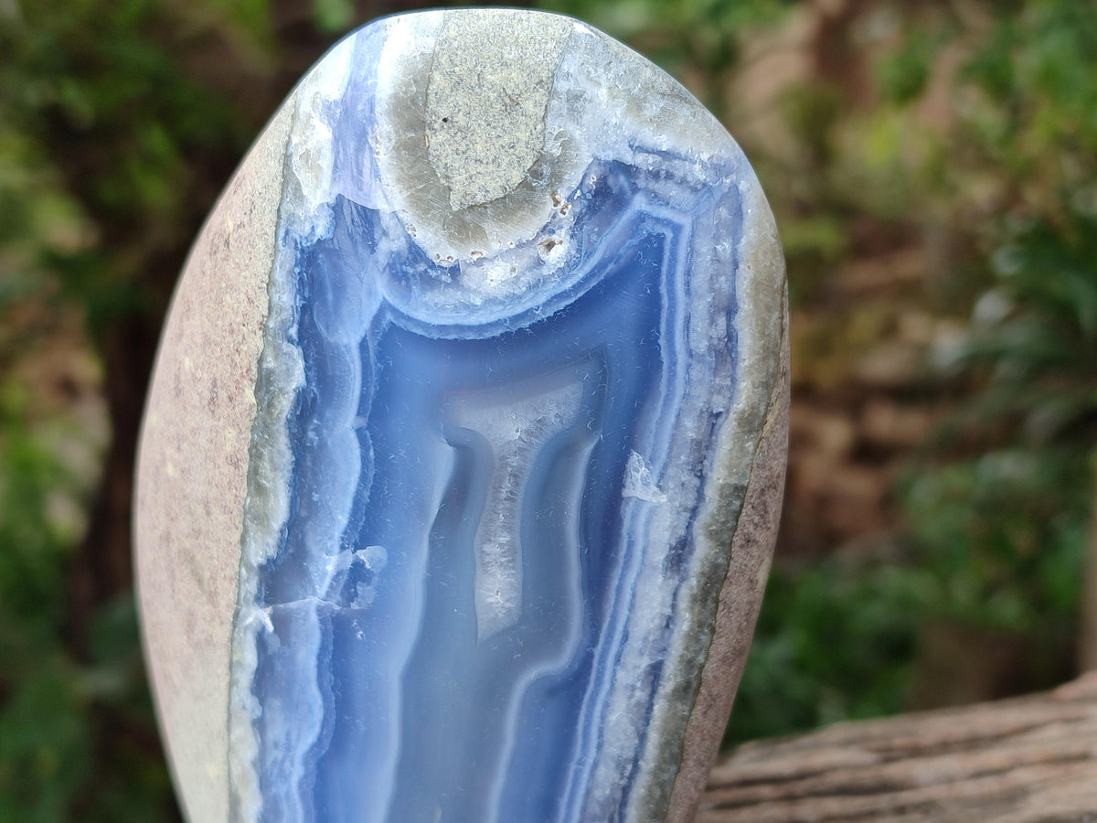 Polished Blue Lace Agate Standing Free Form x 1 From Nsanje, Malawi