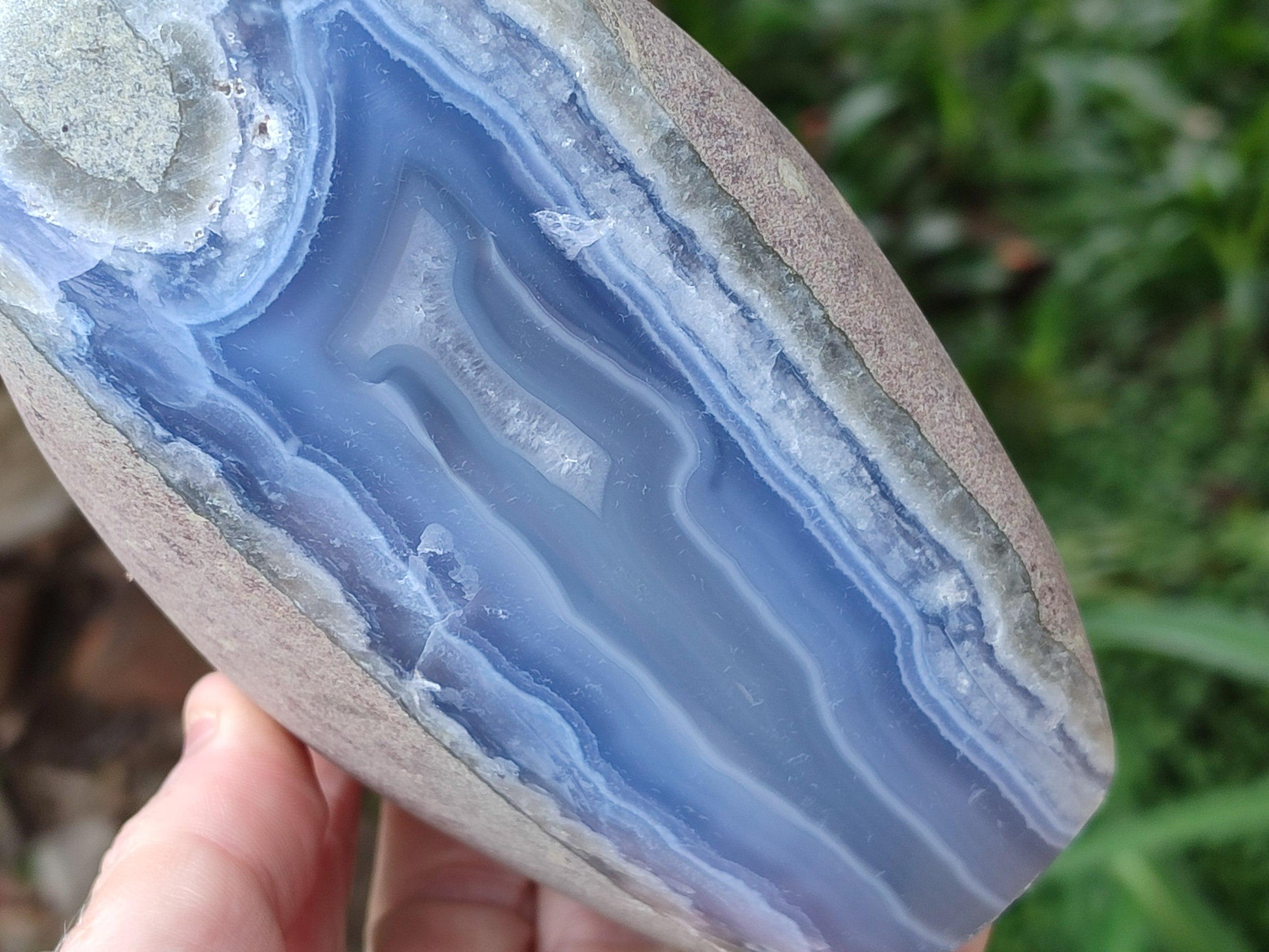 Polished Blue Lace Agate Standing Free Form x 1 From Nsanje, Malawi