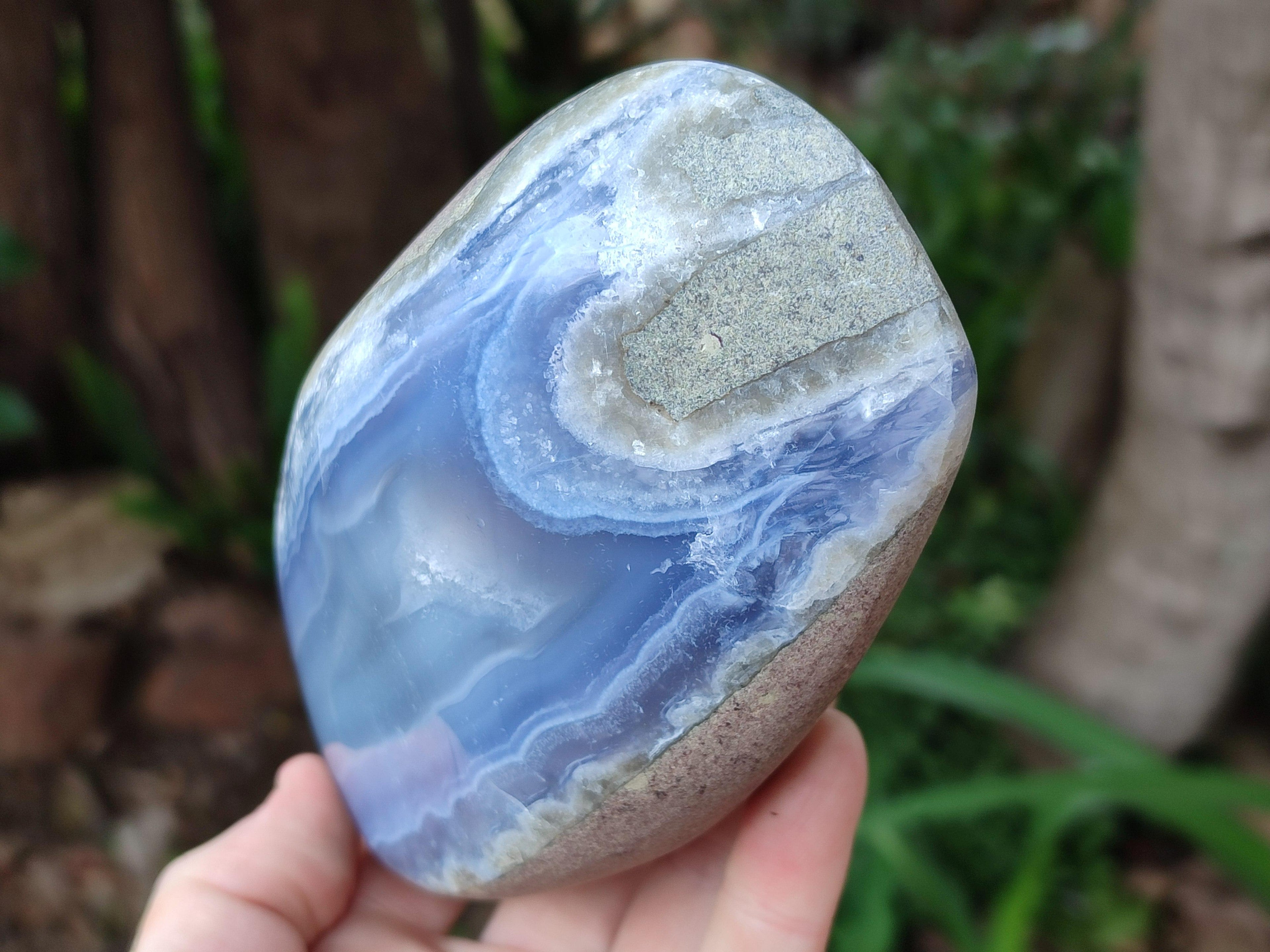 Polished Blue Lace Agate Standing Free Form x 1 From Nsanje, Malawi