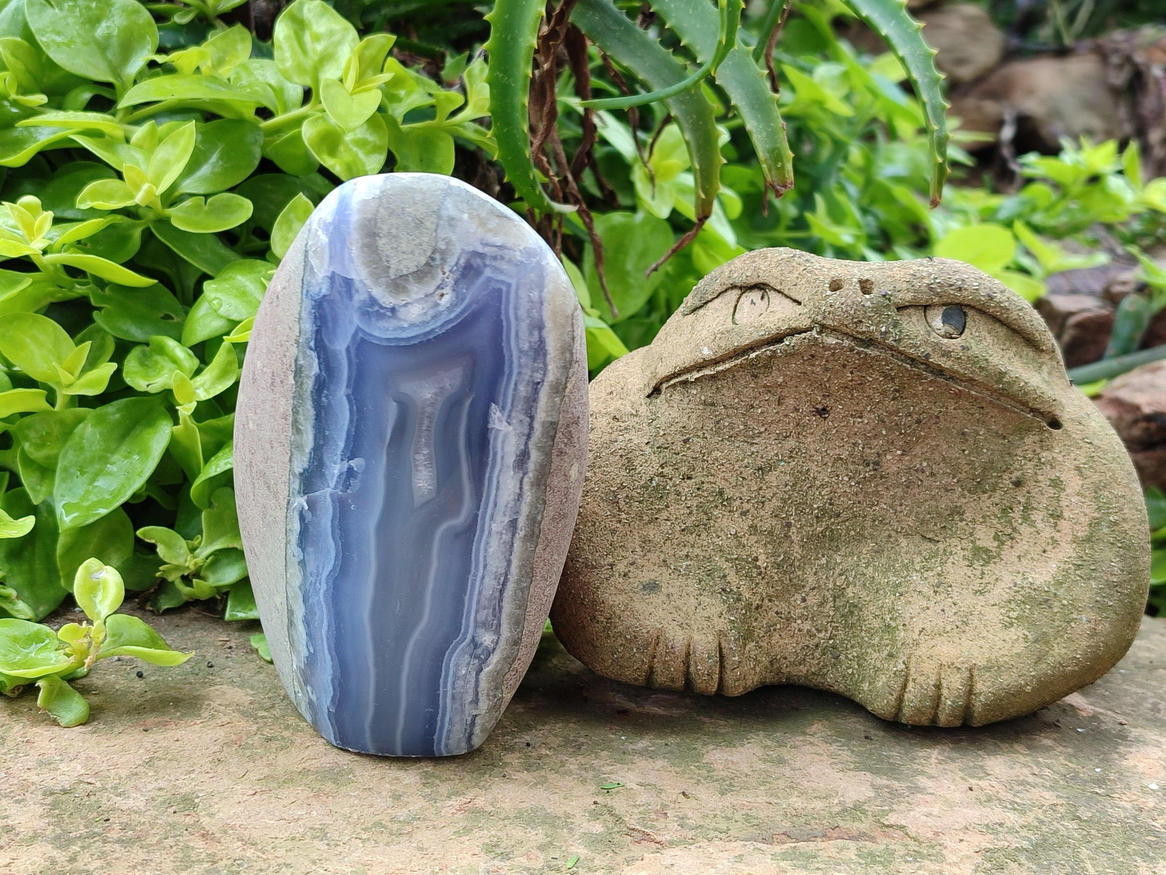 Polished Blue Lace Agate Standing Free Form x 1 From Nsanje, Malawi