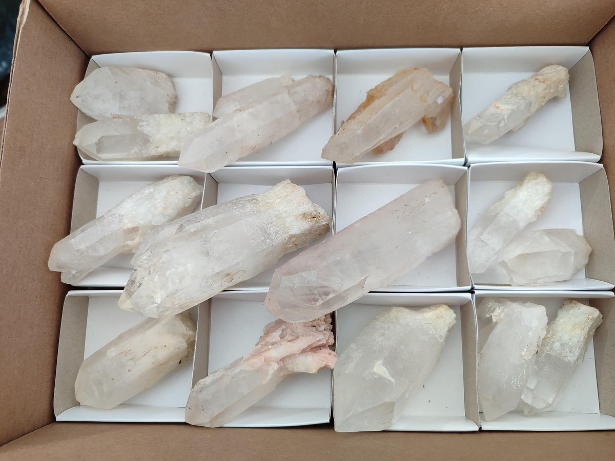 Natural Clear Quartz Crystals x 16 From Madagascar