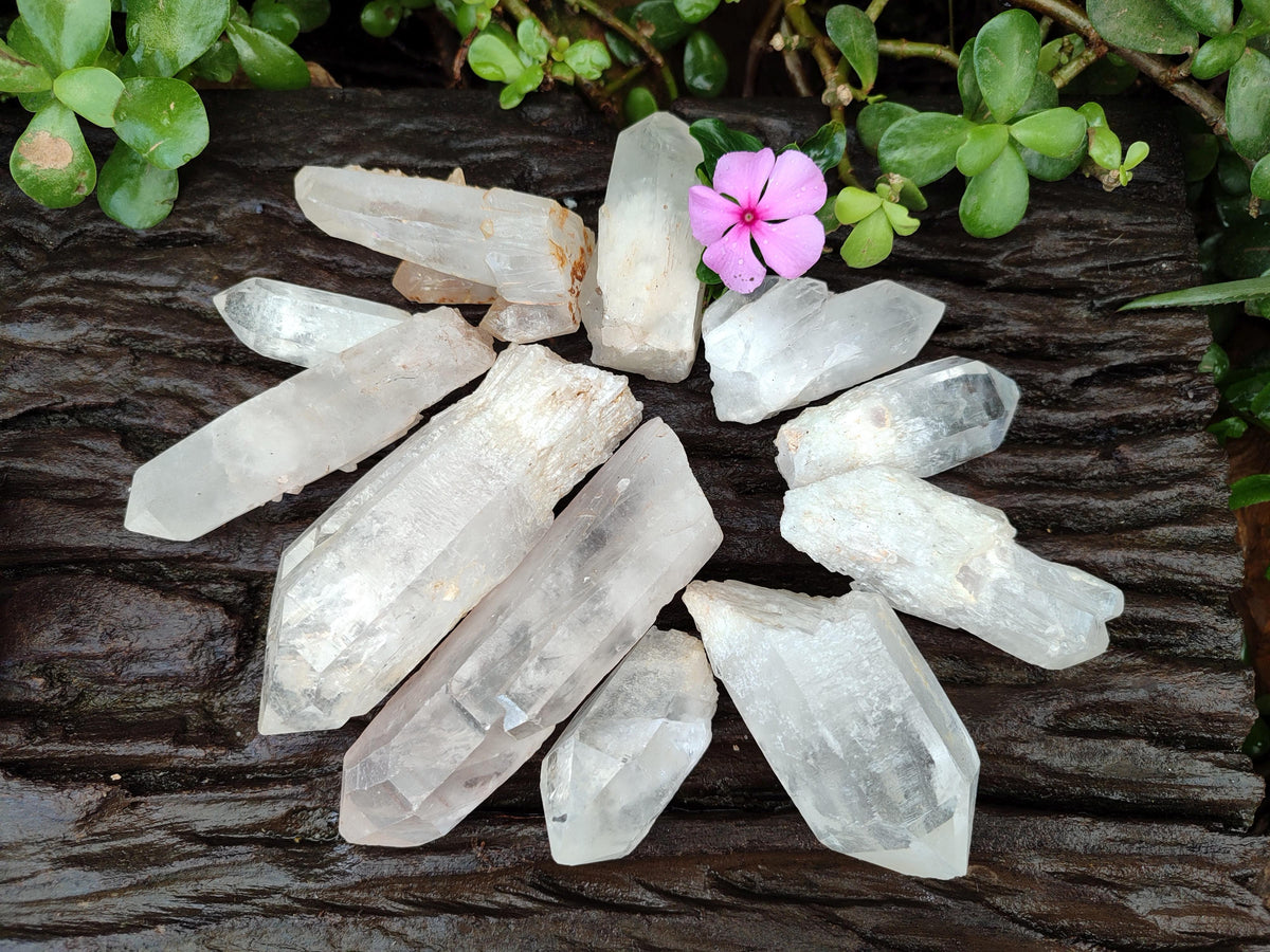 Natural Clear Quartz Crystals x 16 From Madagascar