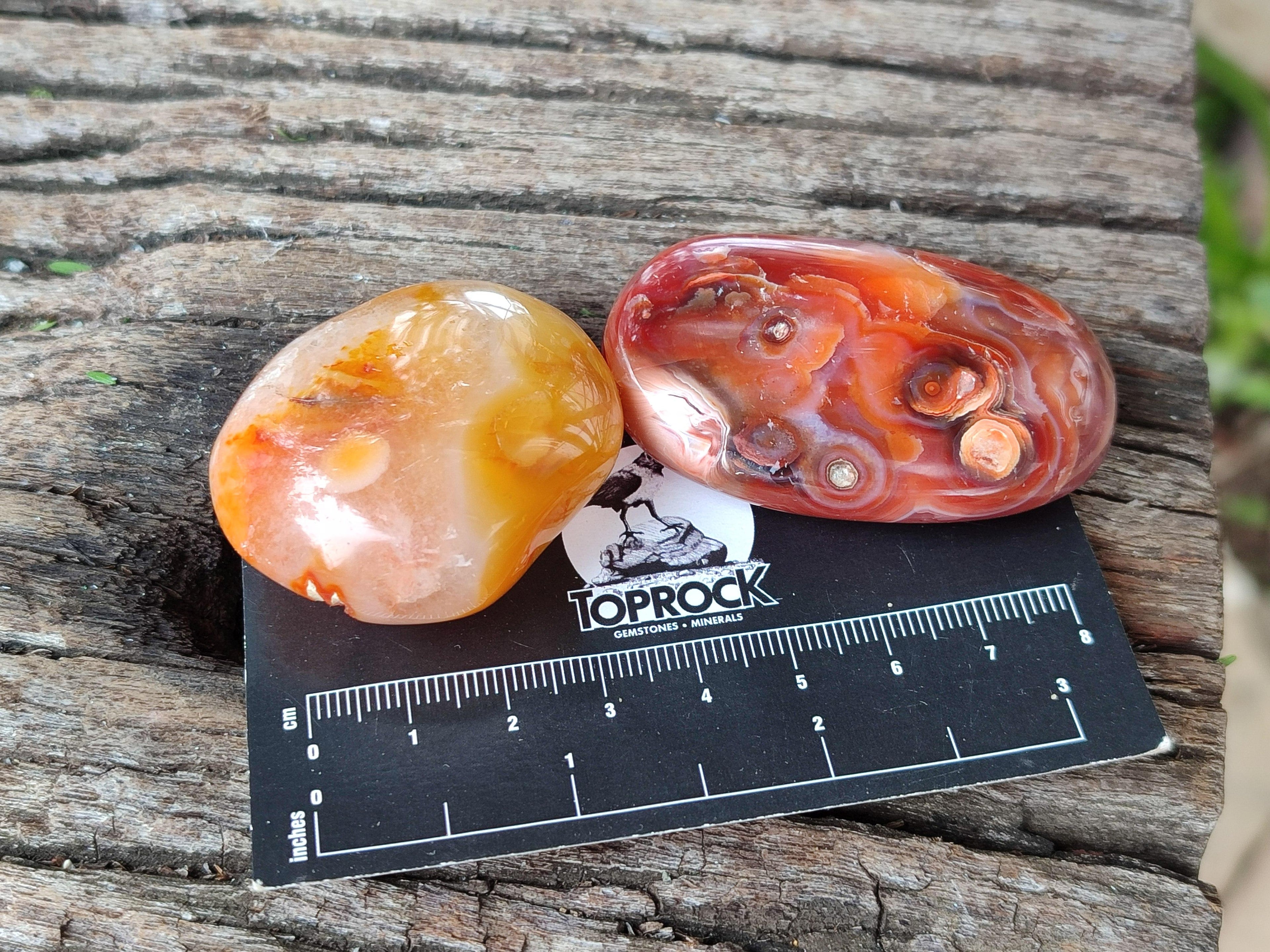 Polished Carnelian Agate Gemstone Galets x 20 From Madagascar