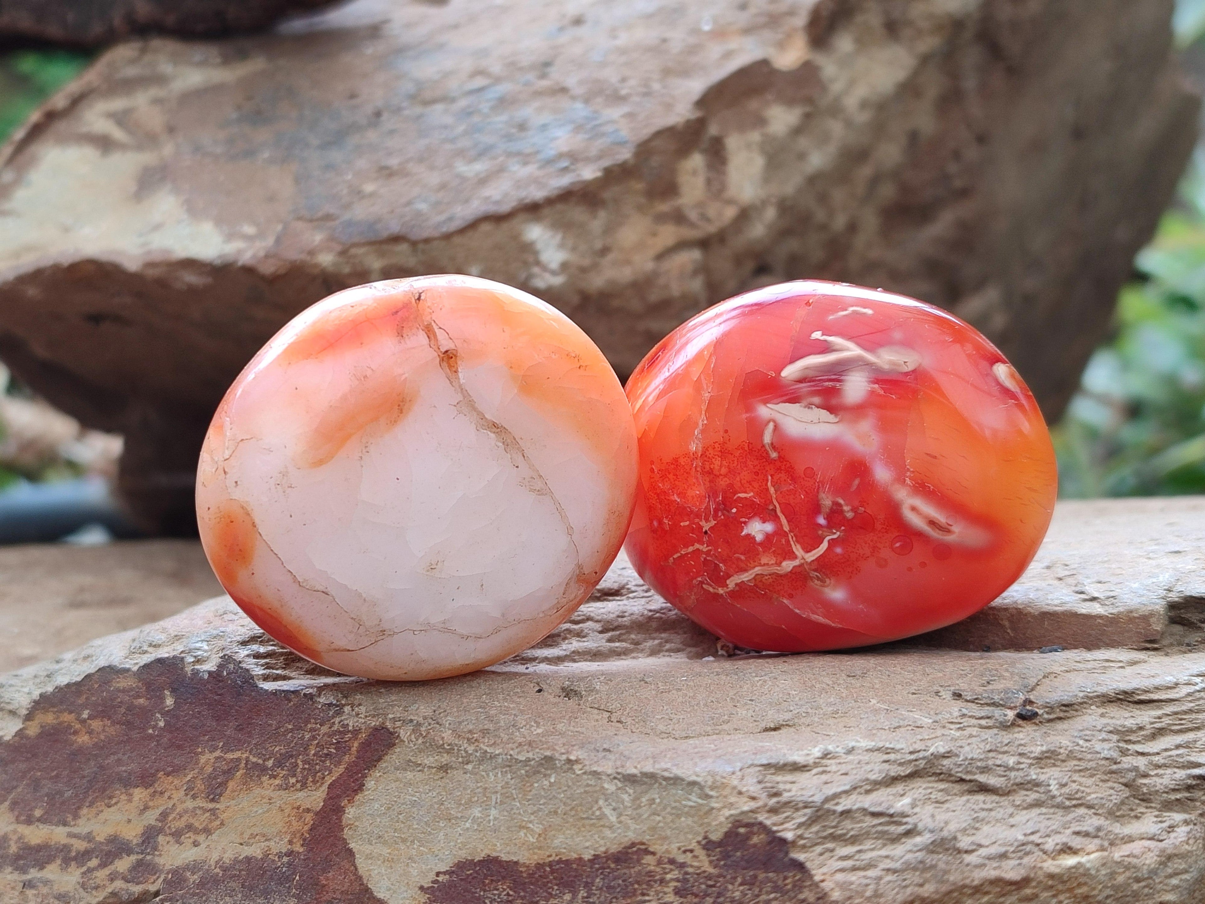 Polished Carnelian Agate Gemstone Galets x 20 From Madagascar