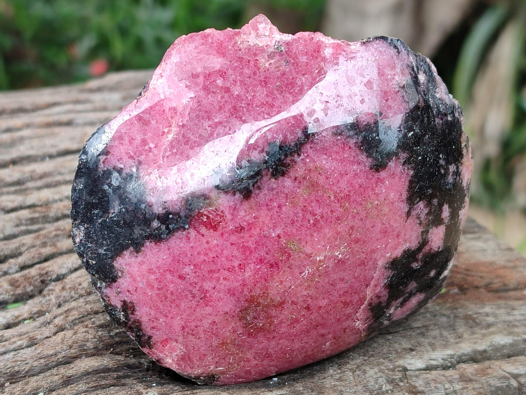 Polished On One Side Rhodonite Nodules x 4 From Ambindavato, Madagascar