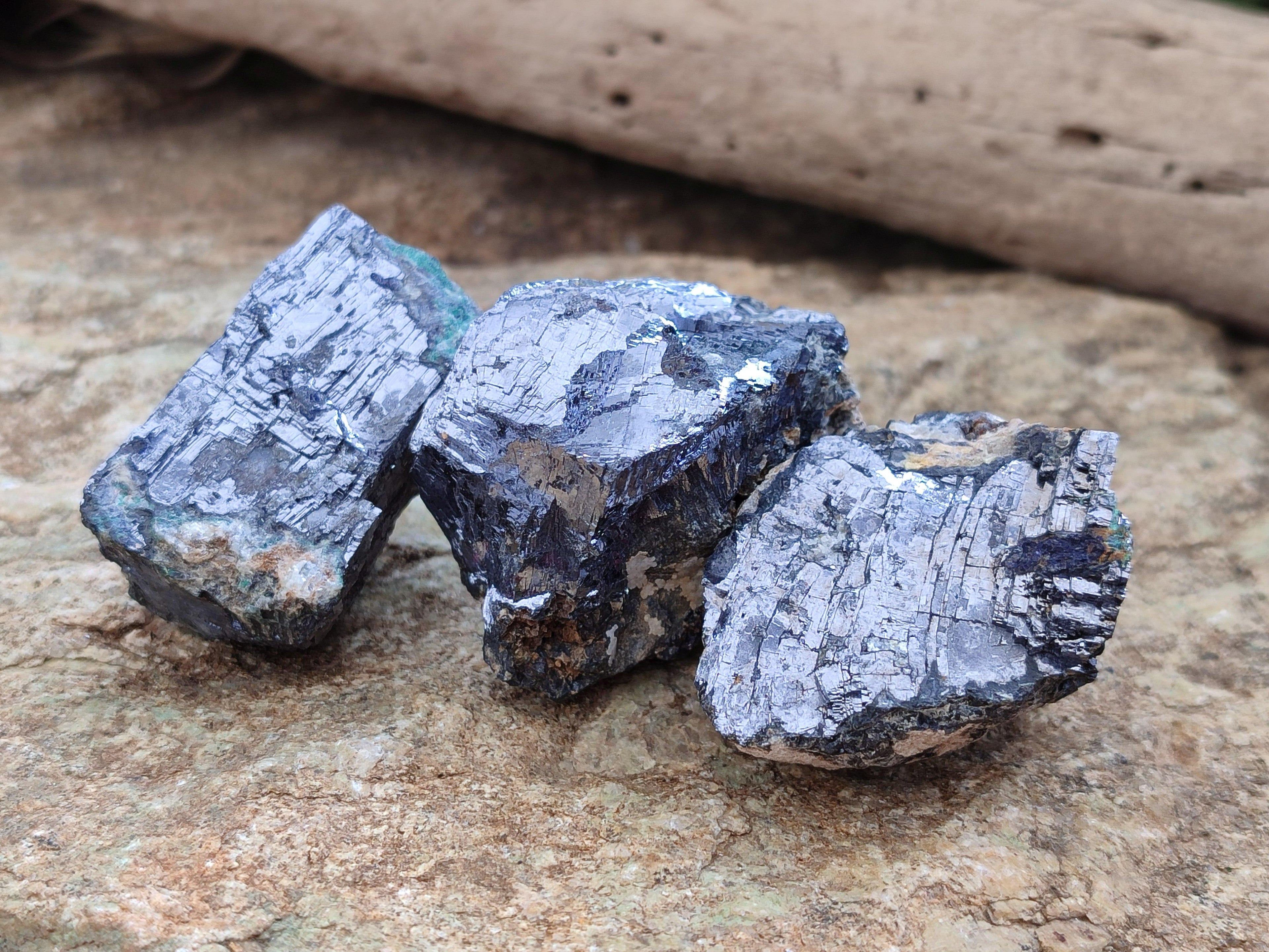 Natural Bright Silver Lead Galena Cobbed Specimens x 12 From Kaokoveld, Namibia