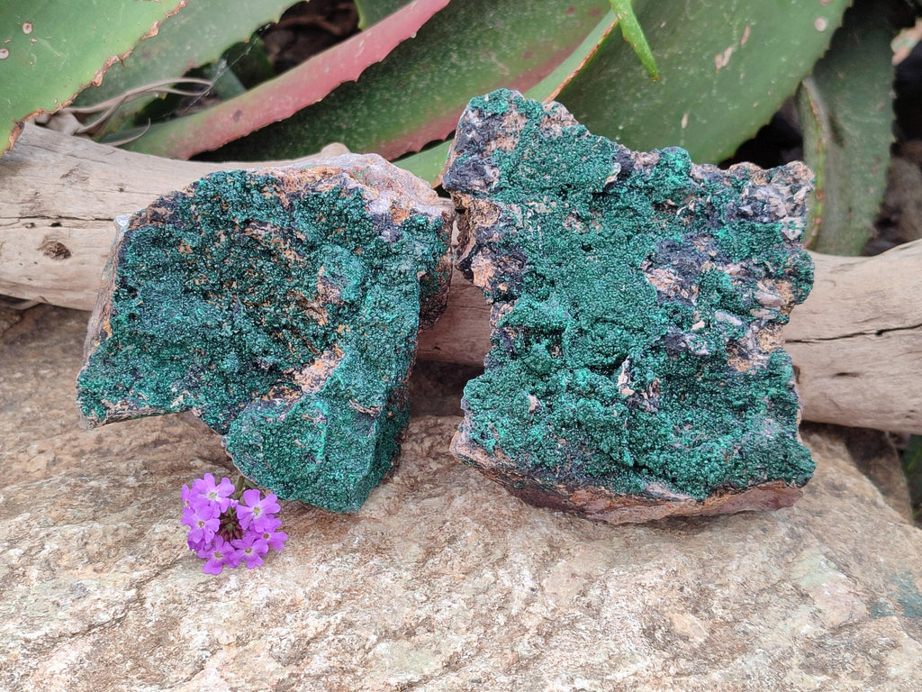 Natural Crystalline Malachite Specimens x 2 From Tenke Fungurume, Congo